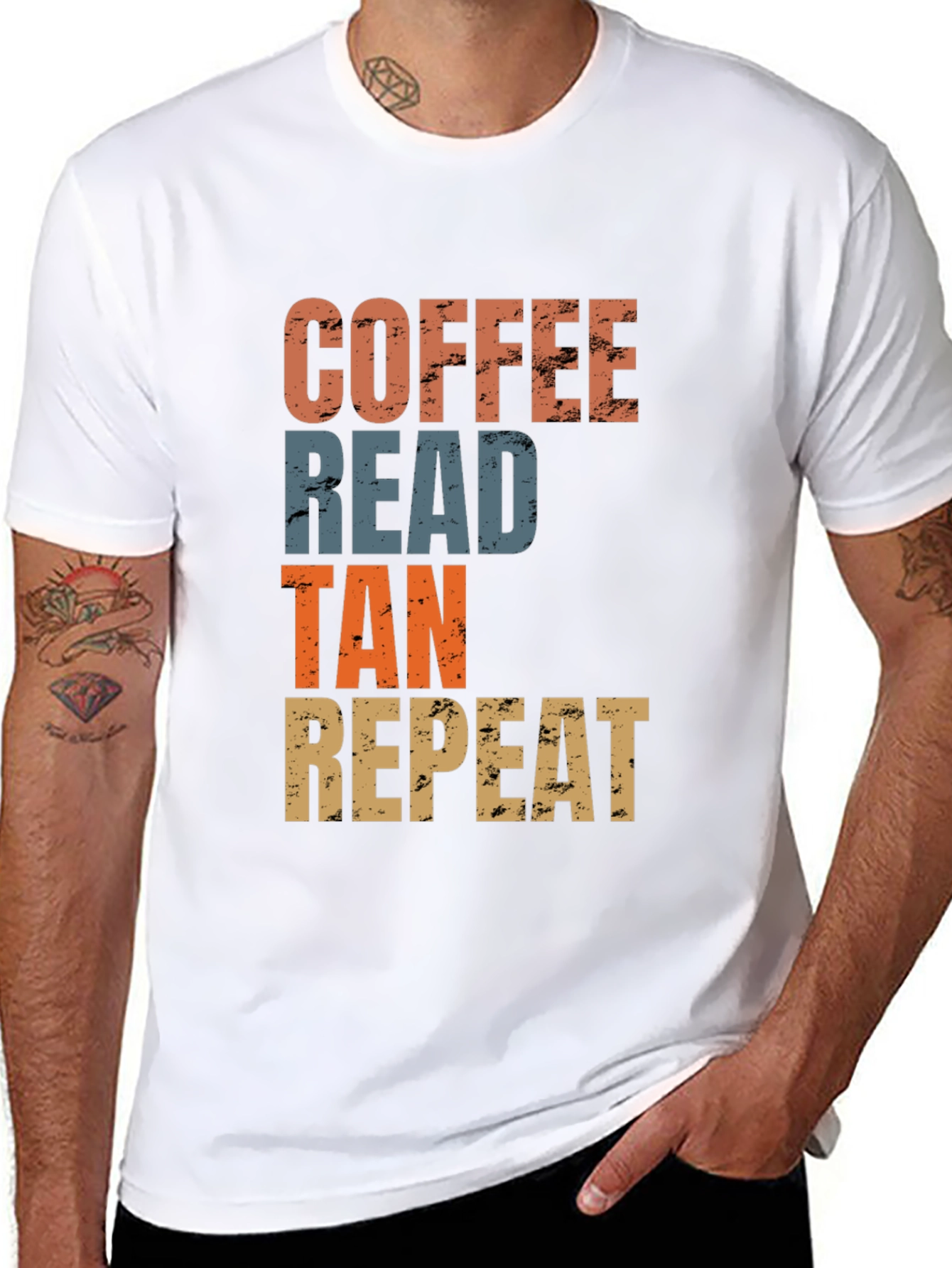 Coffee Read Tan Repeat Graphic Tee