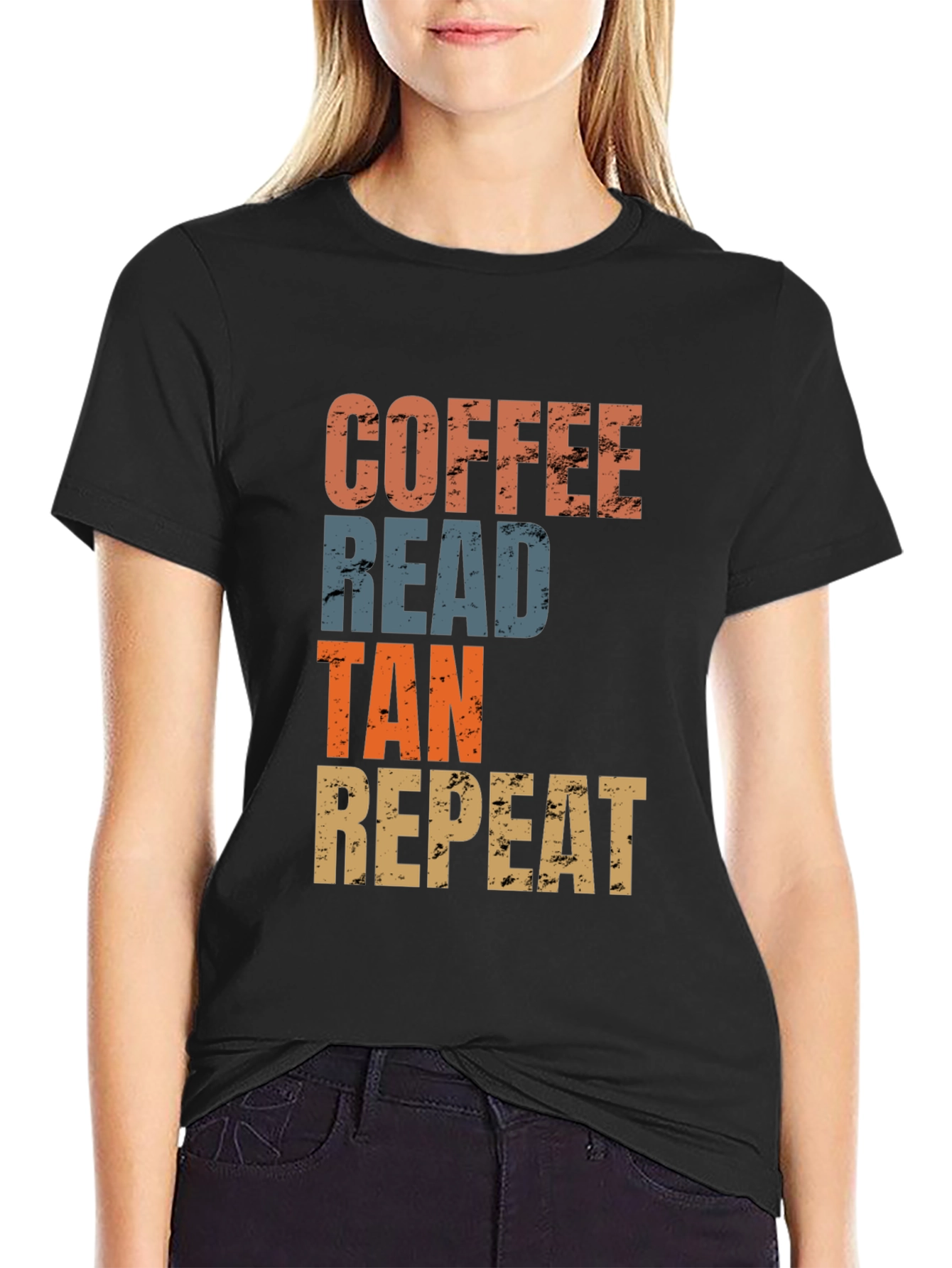 Coffee Read Tan Repeat Graphic Tee