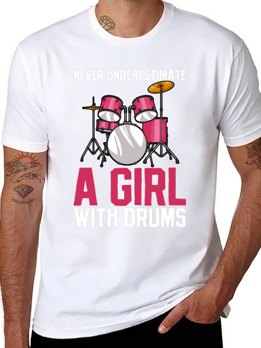 Girl with Drums T-Shirt - Musician Tee