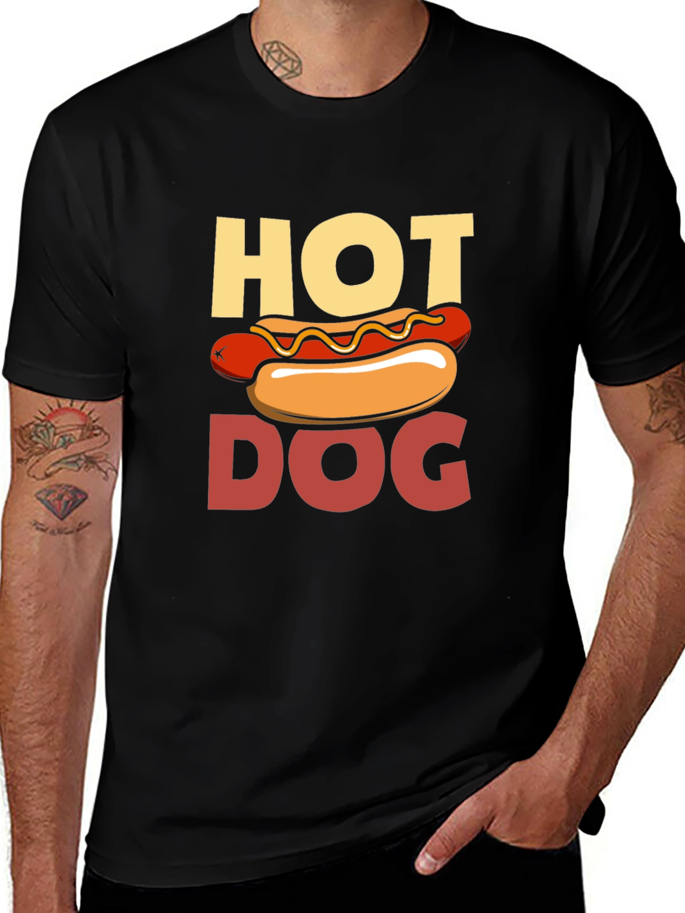Hot Dog Graphic Print T-Shirt - Novelty Tee