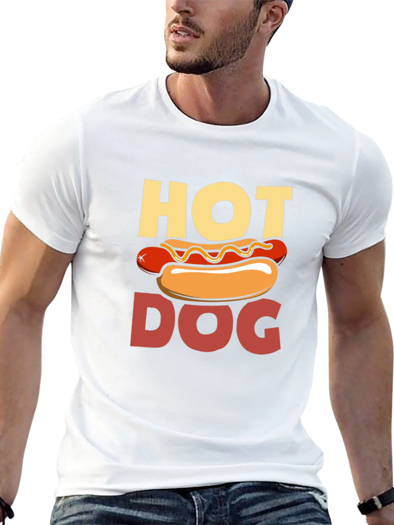 Hot Dog Graphic Print T-Shirt - Novelty Tee