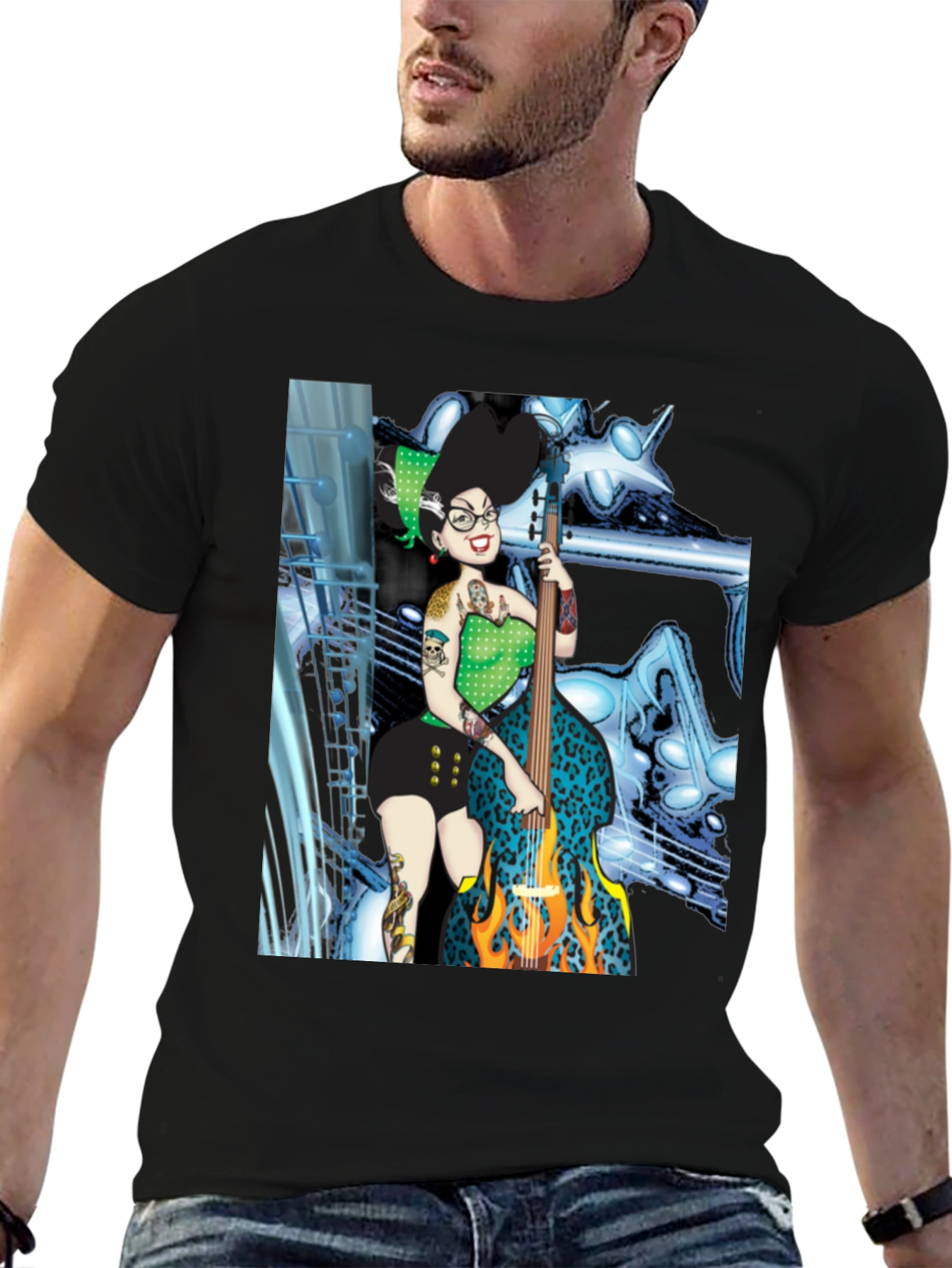 Groovy Bride of Frankenstein Bassist T-Shirt