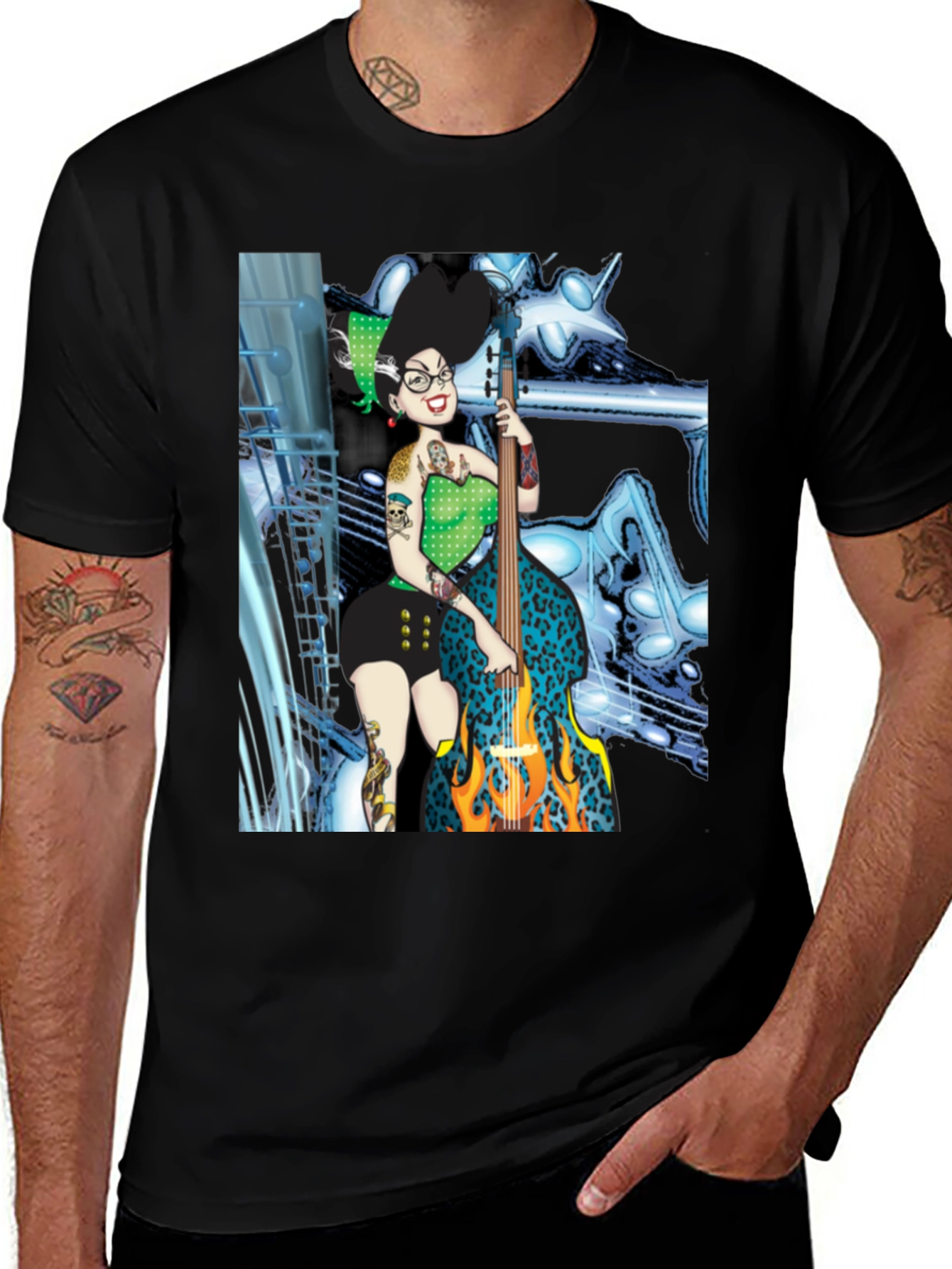 Groovy Bride of Frankenstein Bassist T-Shirt