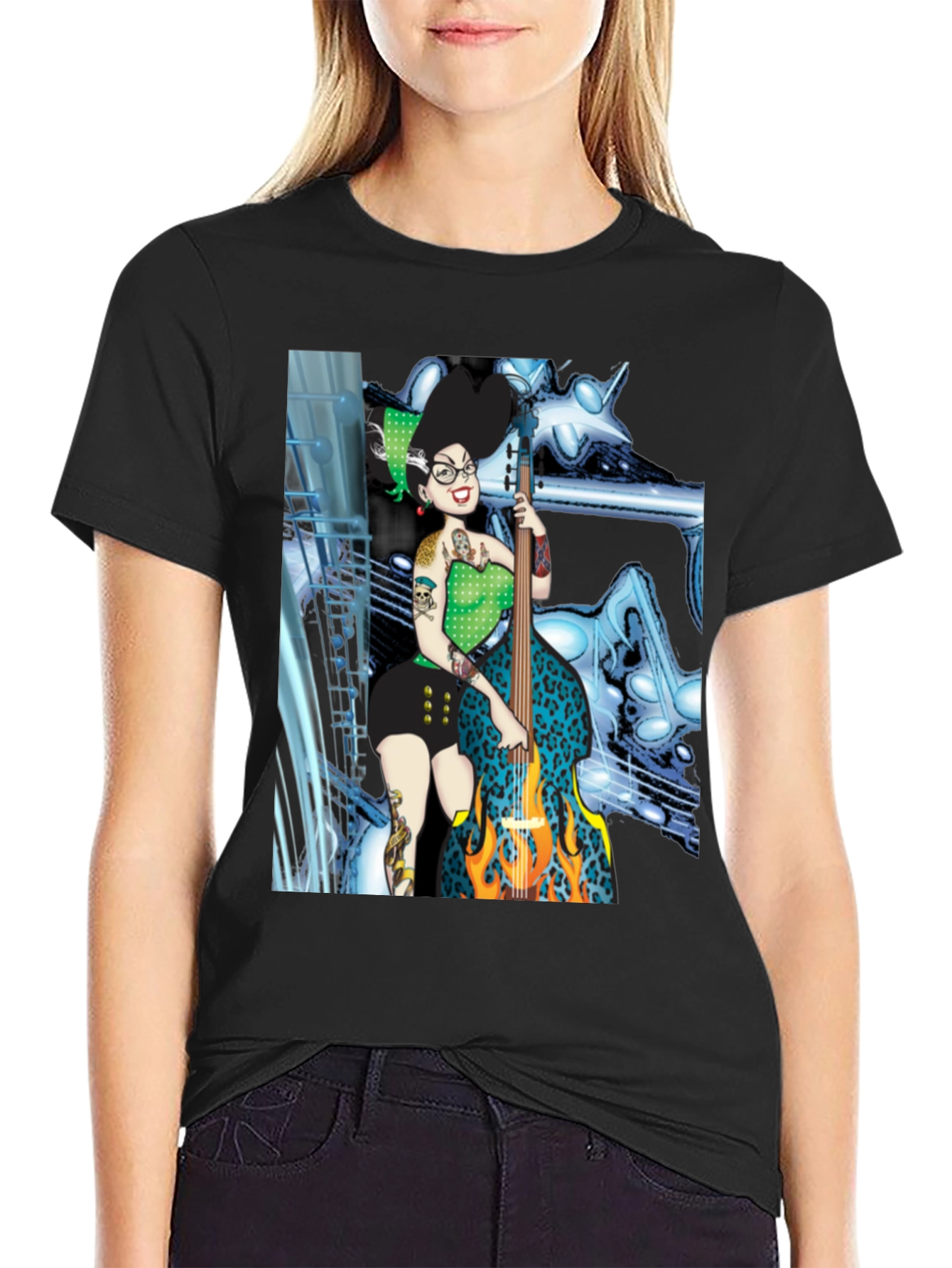 Groovy Bride of Frankenstein Bassist T-Shirt