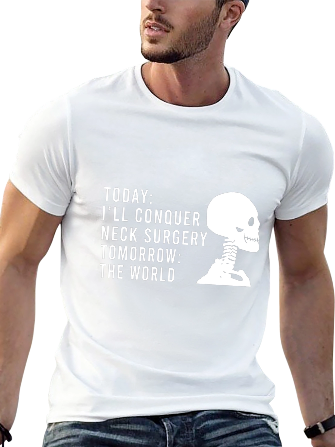 Neck Surgery Conqueror Skeleton Graphic T-Shirt