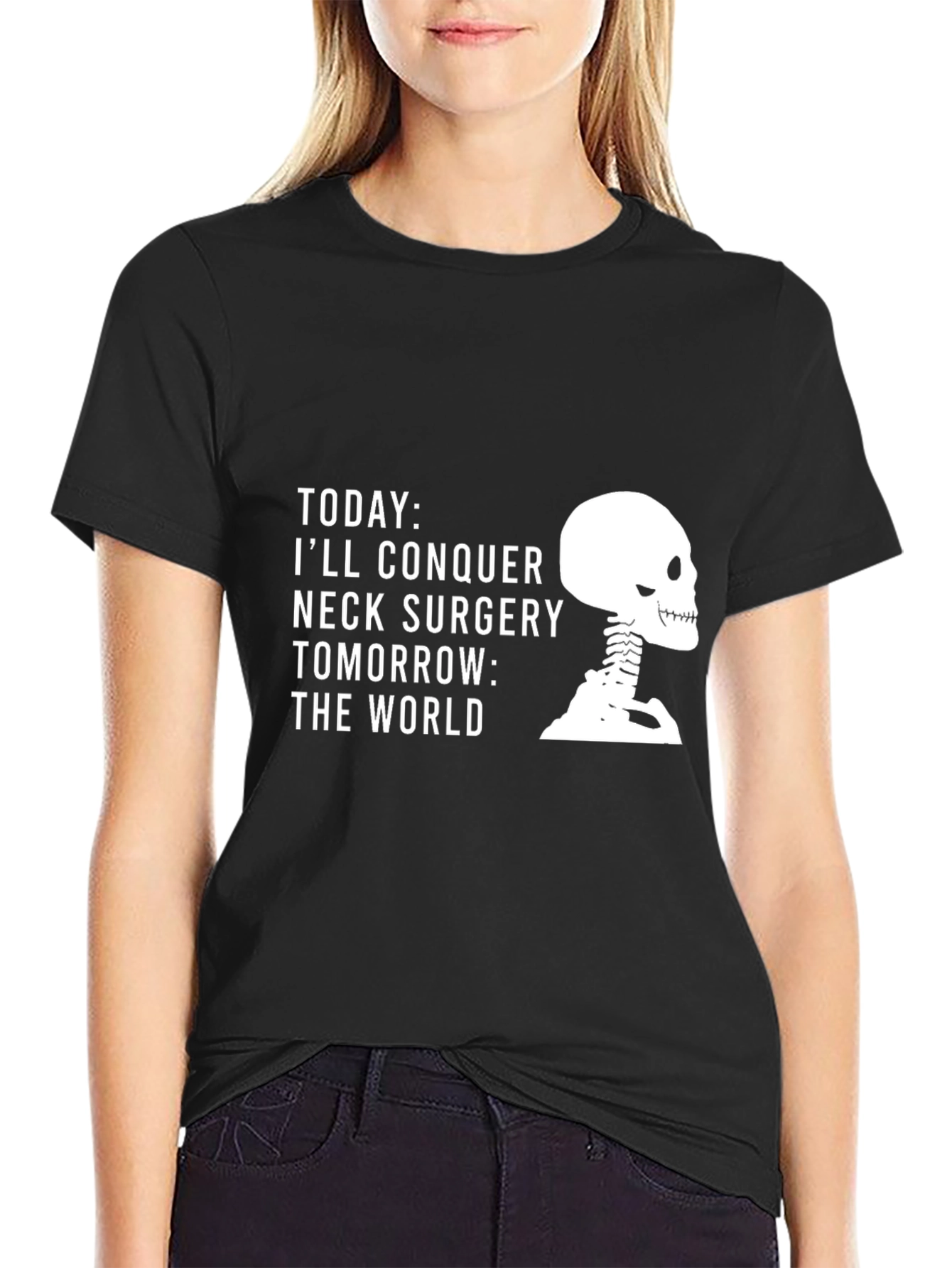 Neck Surgery Conqueror Skeleton Graphic T-Shirt