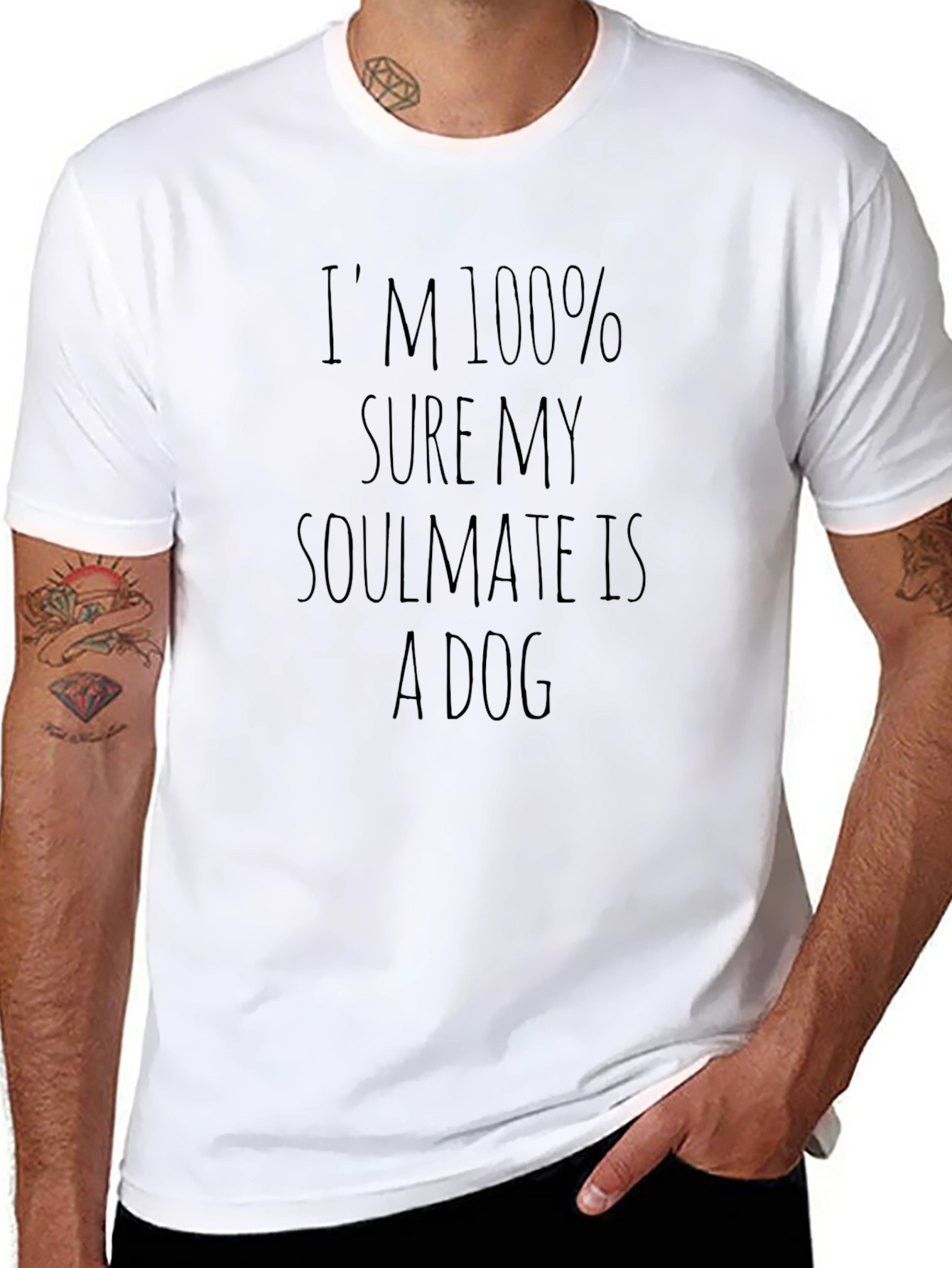 Dog Soulmate Graphic Tee - Black Cotton T-Shirt