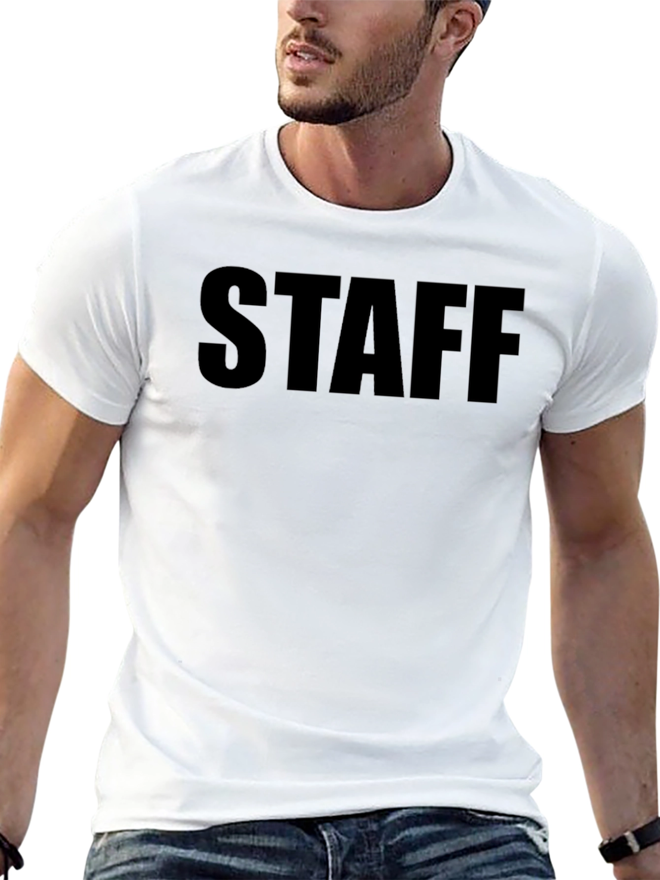 Black STAFF Crew Neck Short Sleeve T-Shirt