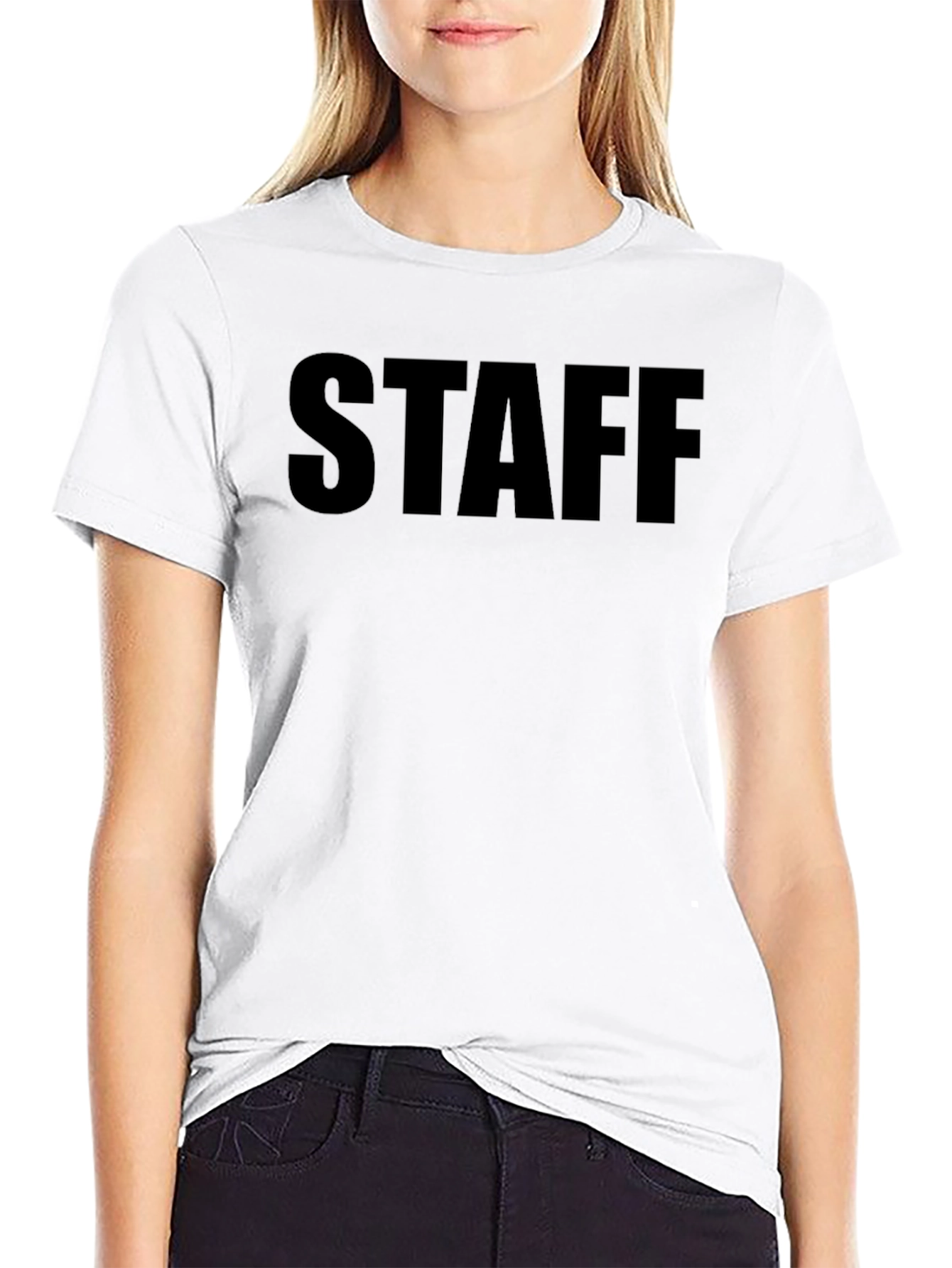 Black STAFF Crew Neck Short Sleeve T-Shirt