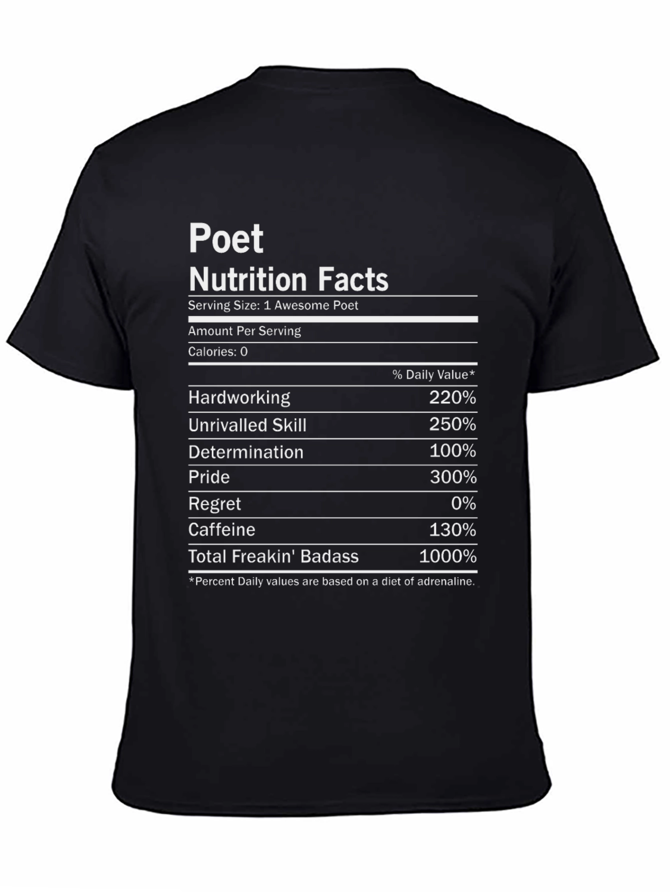 Poet Nutrition Facts Graphic T-Shirt