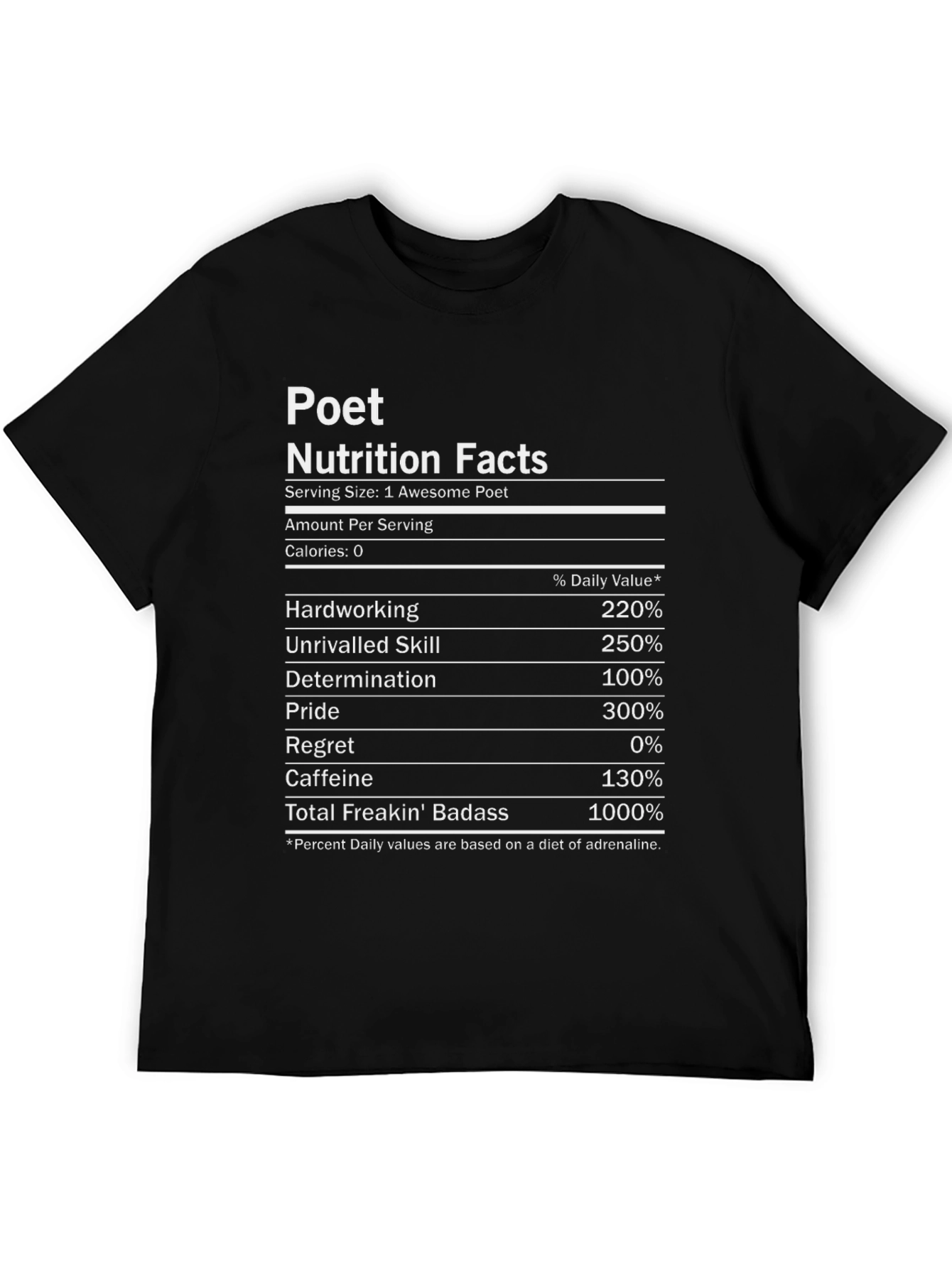 Poet Nutrition Facts Graphic T-Shirt