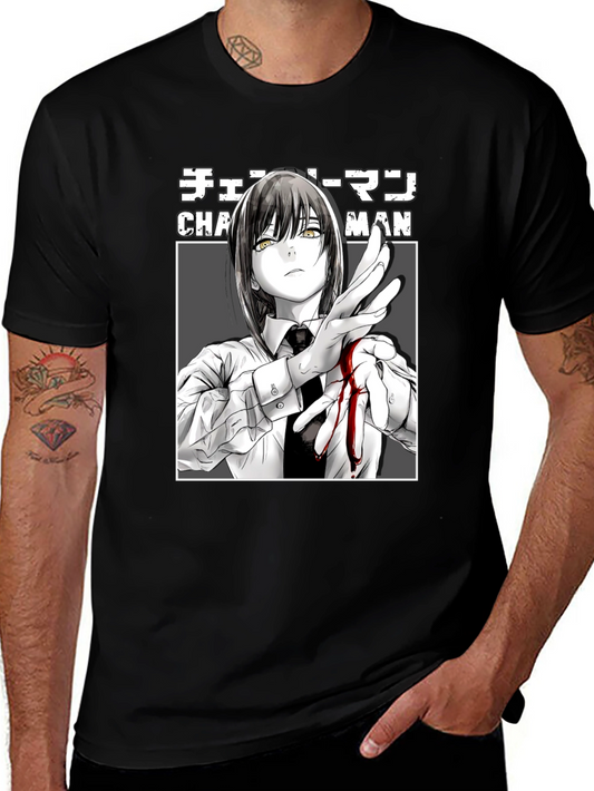 Chainsaw Man Makima Anime T-Shirt Black Graphic Tee