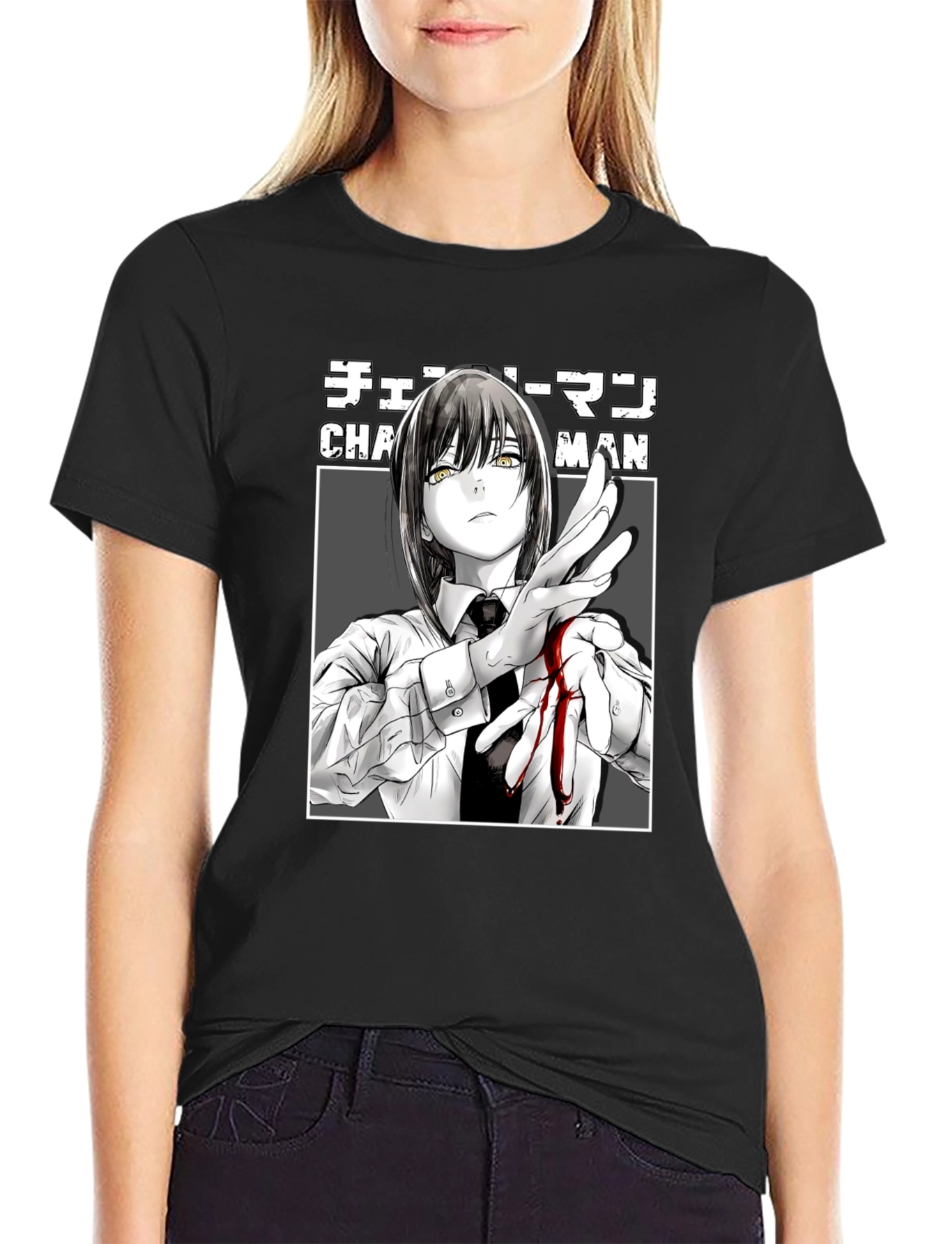 Chainsaw Man Makima Anime T-Shirt Black Graphic Tee