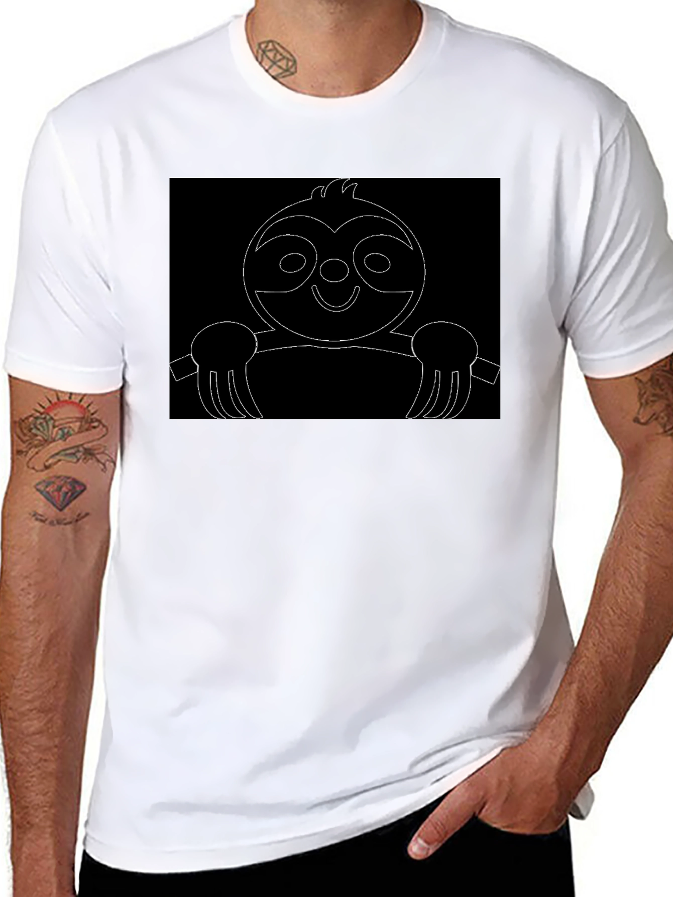 Sloth Outline Black T-Shirt