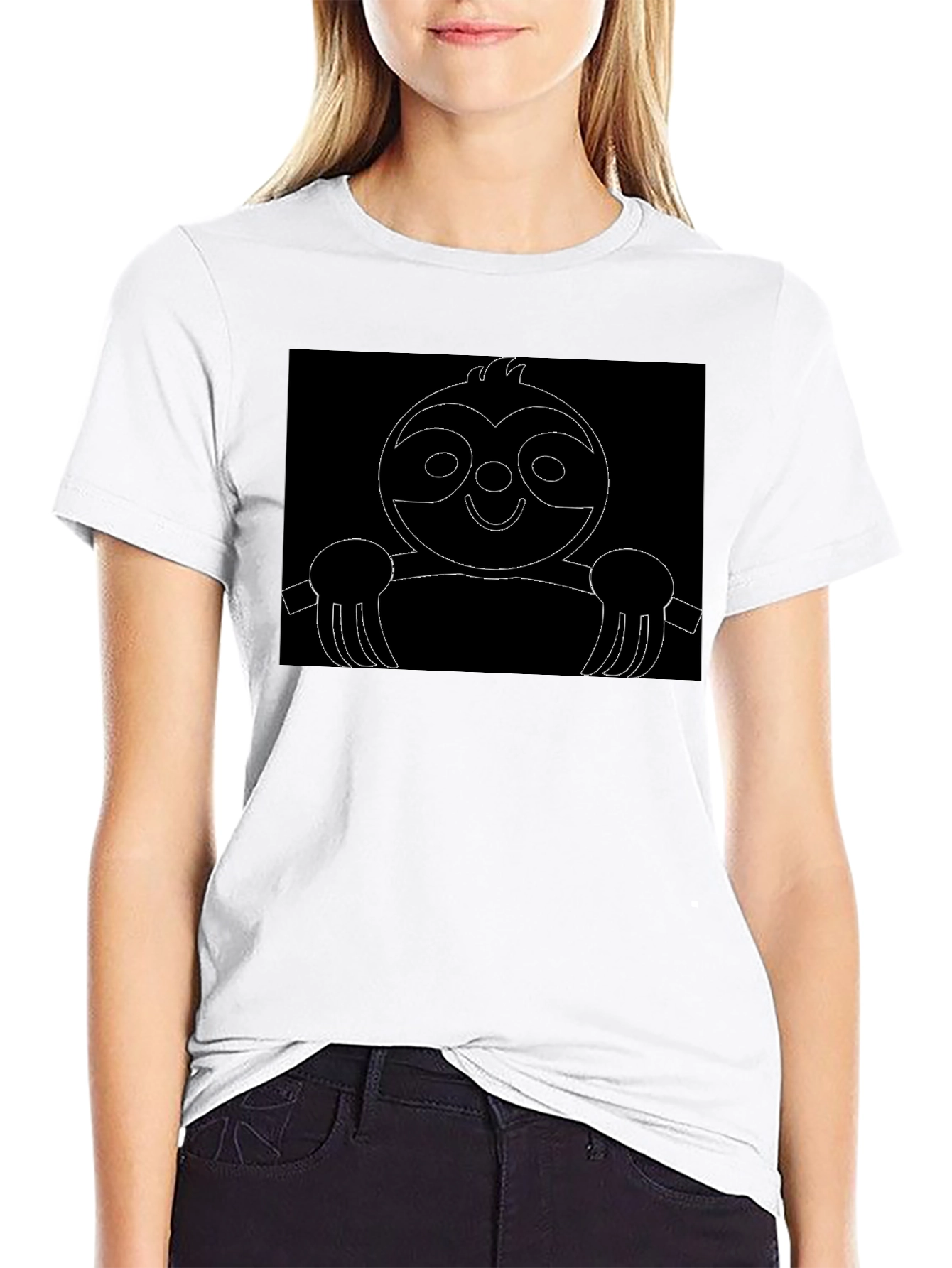 Sloth Outline Black T-Shirt