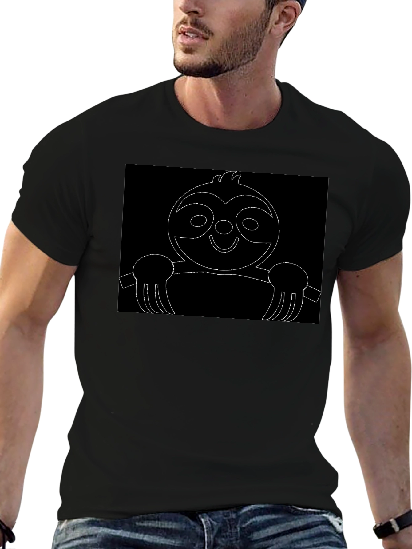 Sloth Outline Black T-Shirt