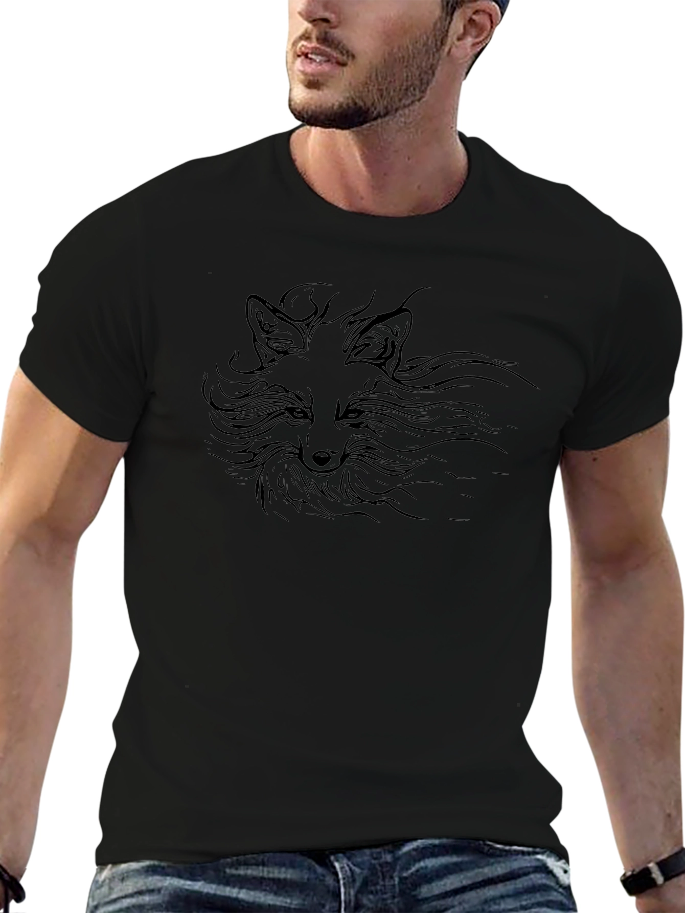 Fox Graphic Black T-Shirt - Stylish Unisex Tee