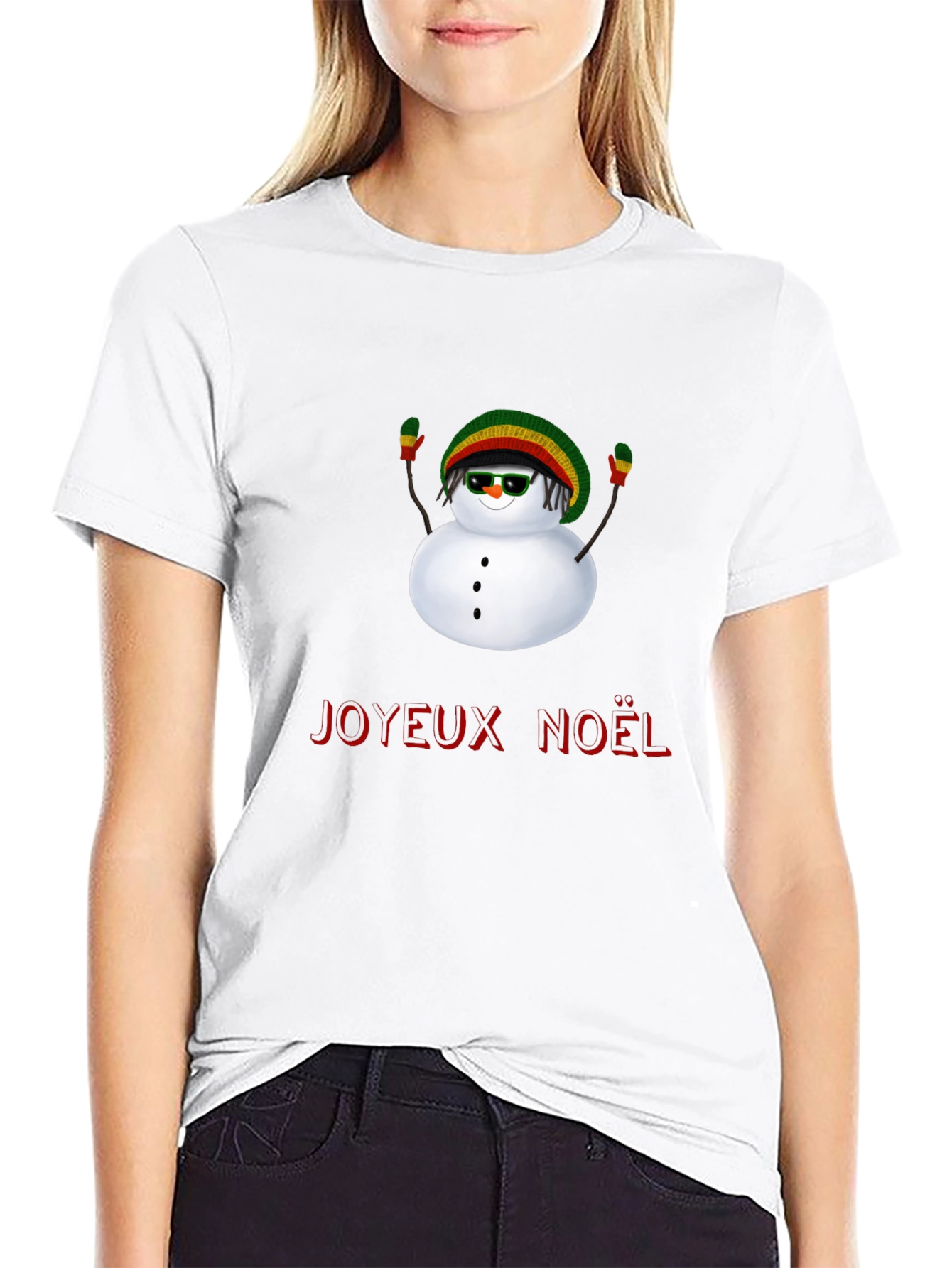 Rasta Snowman Joyeux Noel Graphic Tee