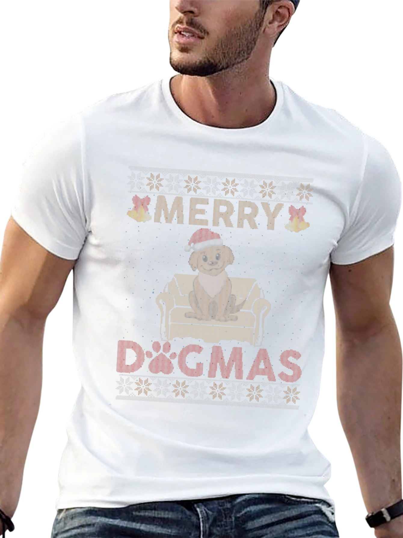 Merry Dogmas T-Shirt - Ugly Christmas Sweater Style