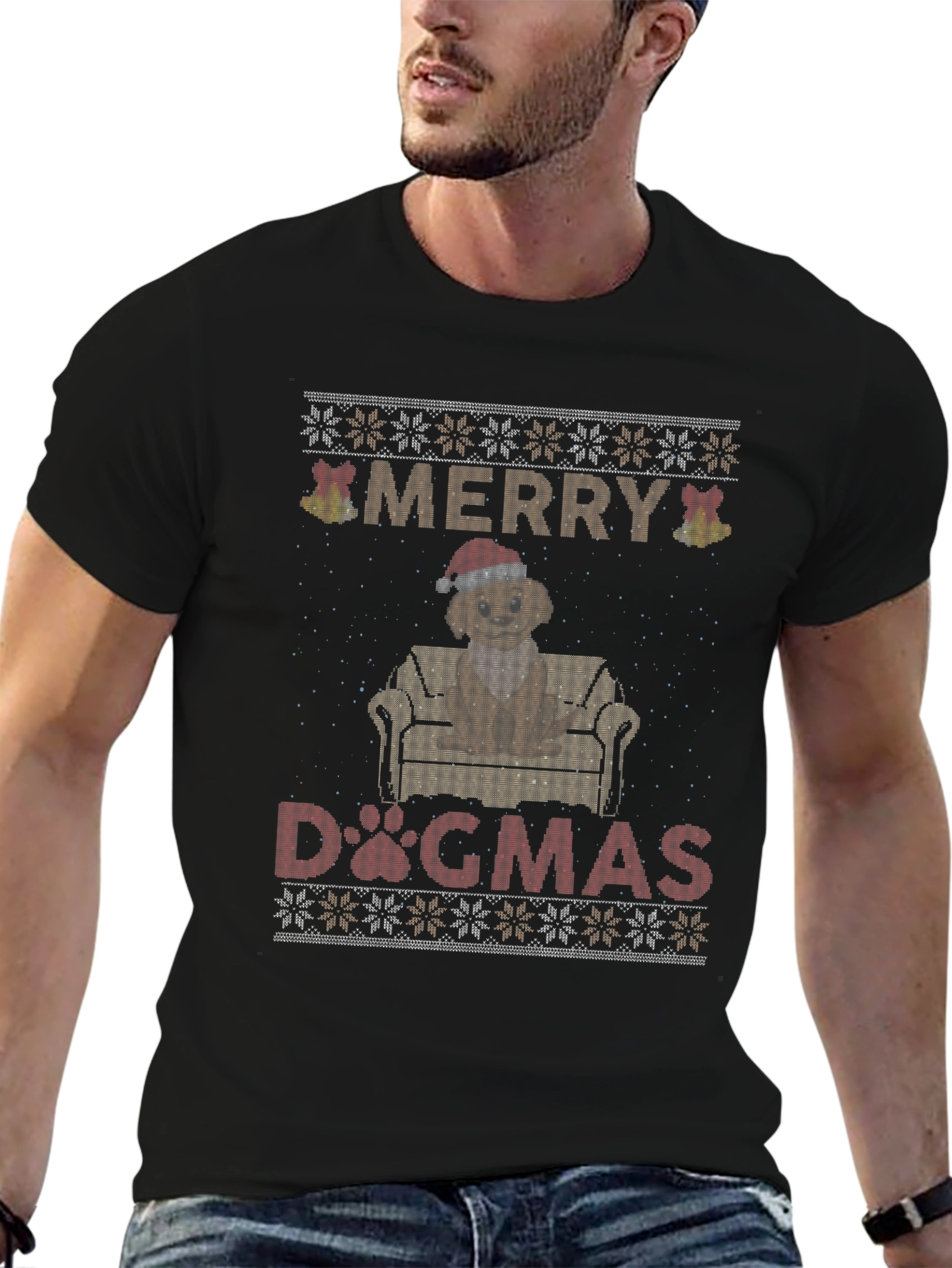 Merry Dogmas T-Shirt - Ugly Christmas Sweater Style