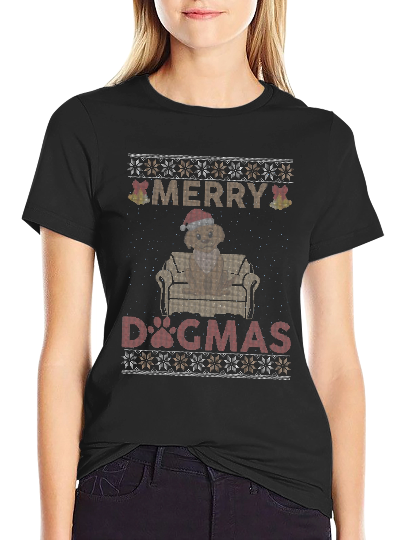 Merry Dogmas T-Shirt - Ugly Christmas Sweater Style