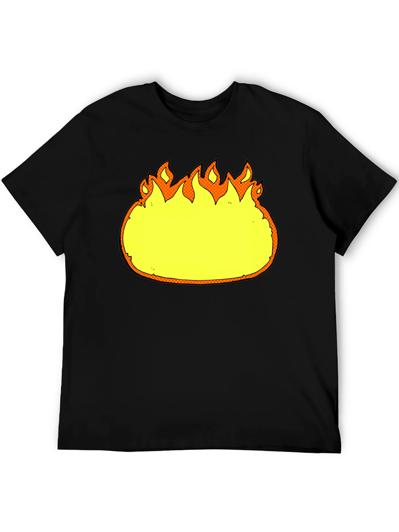 Cartoon Flames Graphic Black T-Shirt
