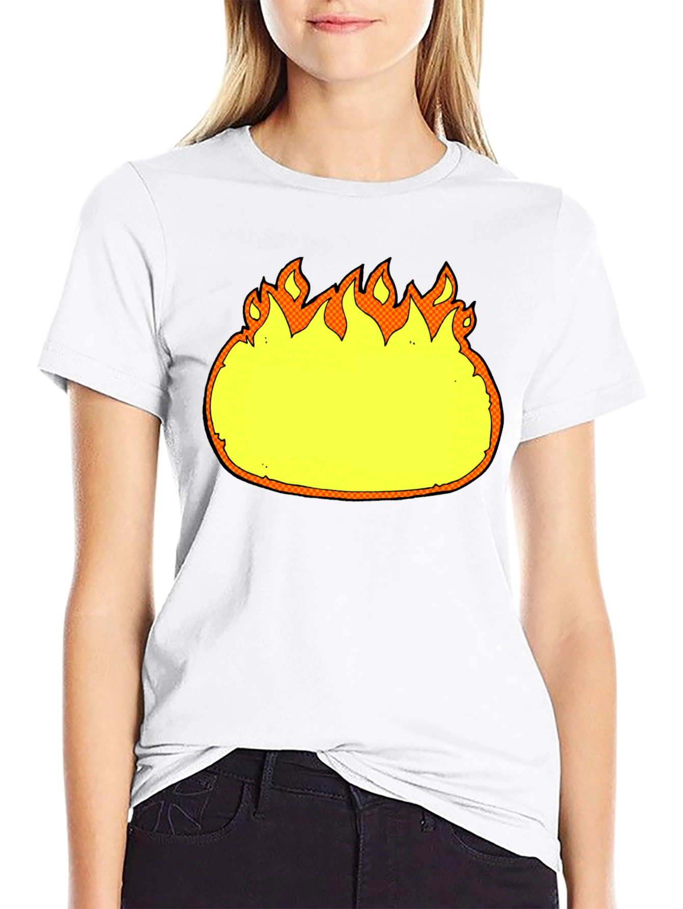 Cartoon Flames Graphic Black T-Shirt