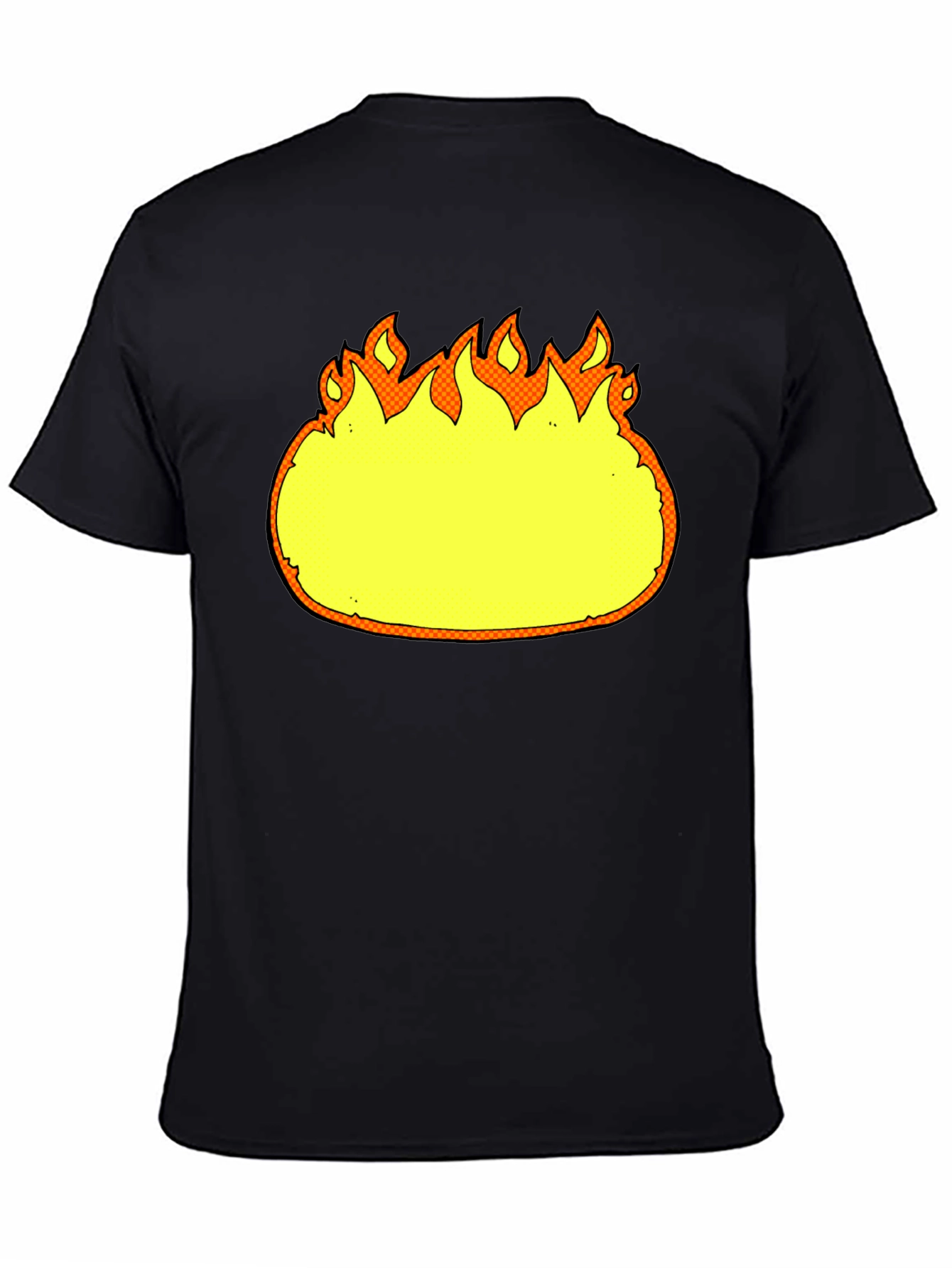 Cartoon Flames Graphic Black T-Shirt
