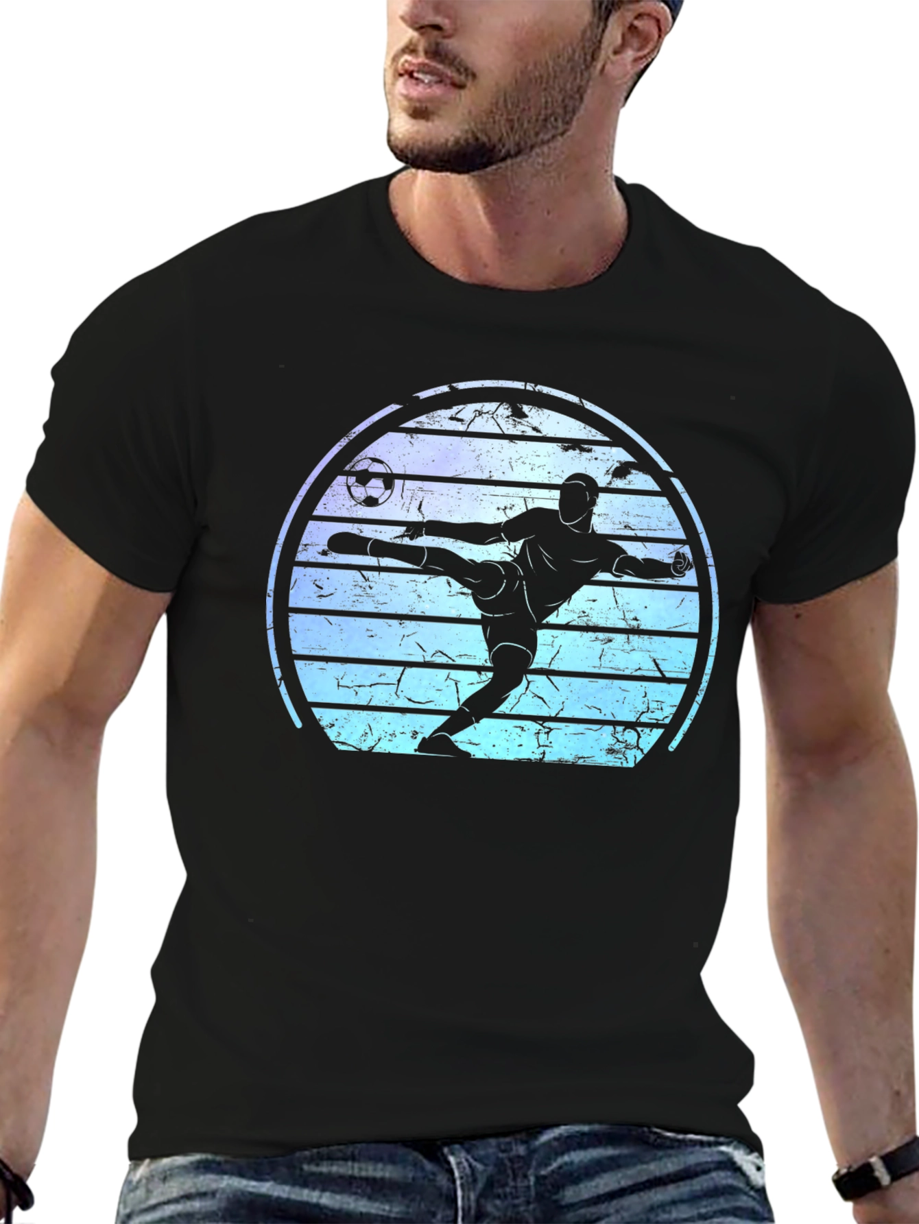 Soccer Player Graphic Tee - Retro Style