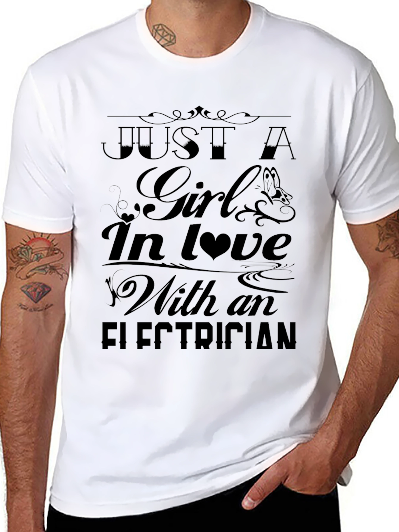 Girl In Love With Electrician Black T-Shirt