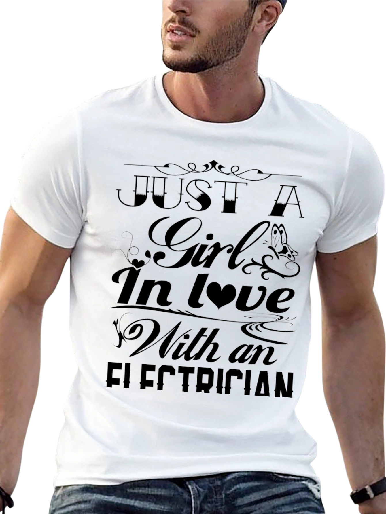 Girl In Love With Electrician Black T-Shirt