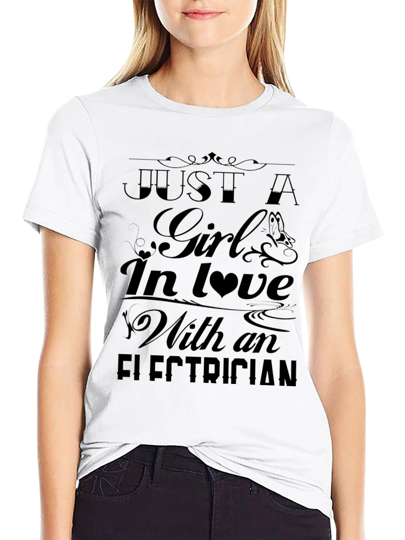 Girl In Love With Electrician Black T-Shirt