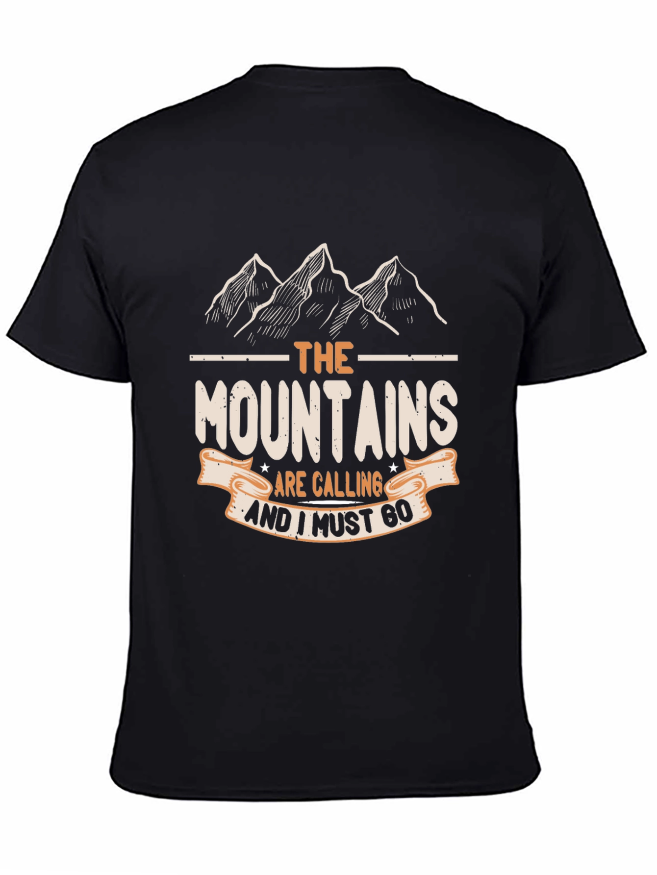 Mountains Are Calling Mens Black T-Shirt