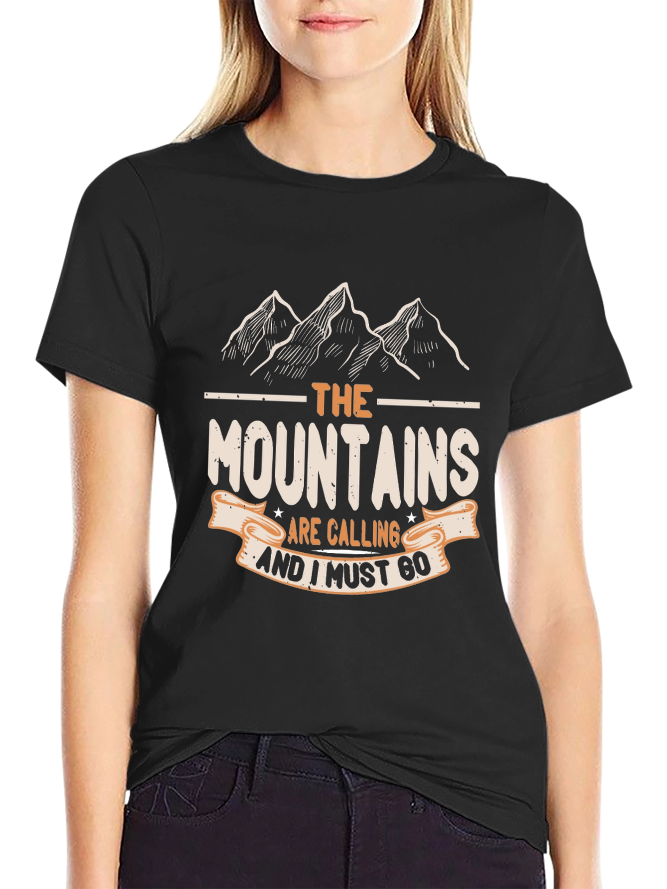 Mountains Are Calling Mens Black T-Shirt