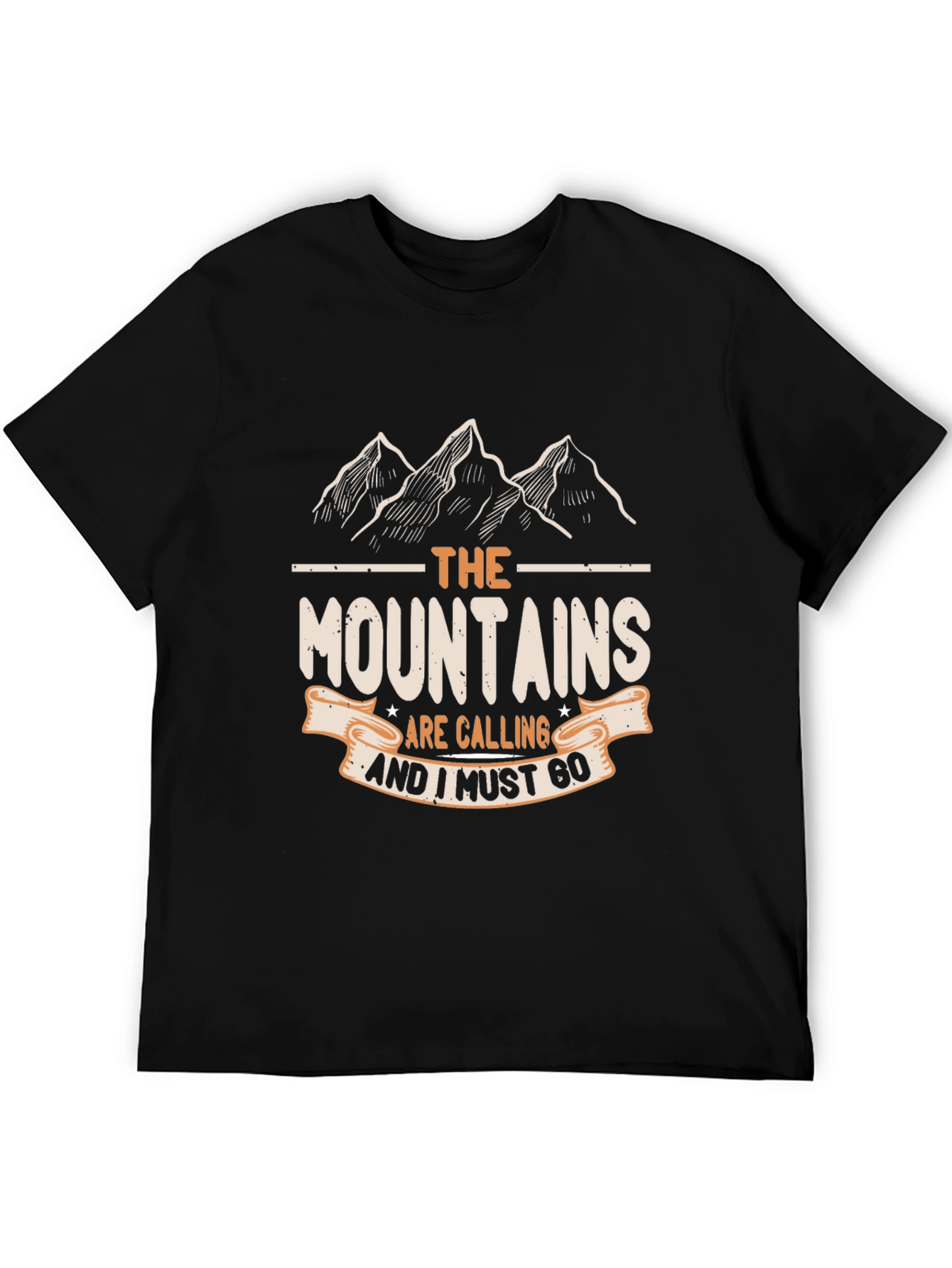 Mountains Are Calling Mens Black T-Shirt