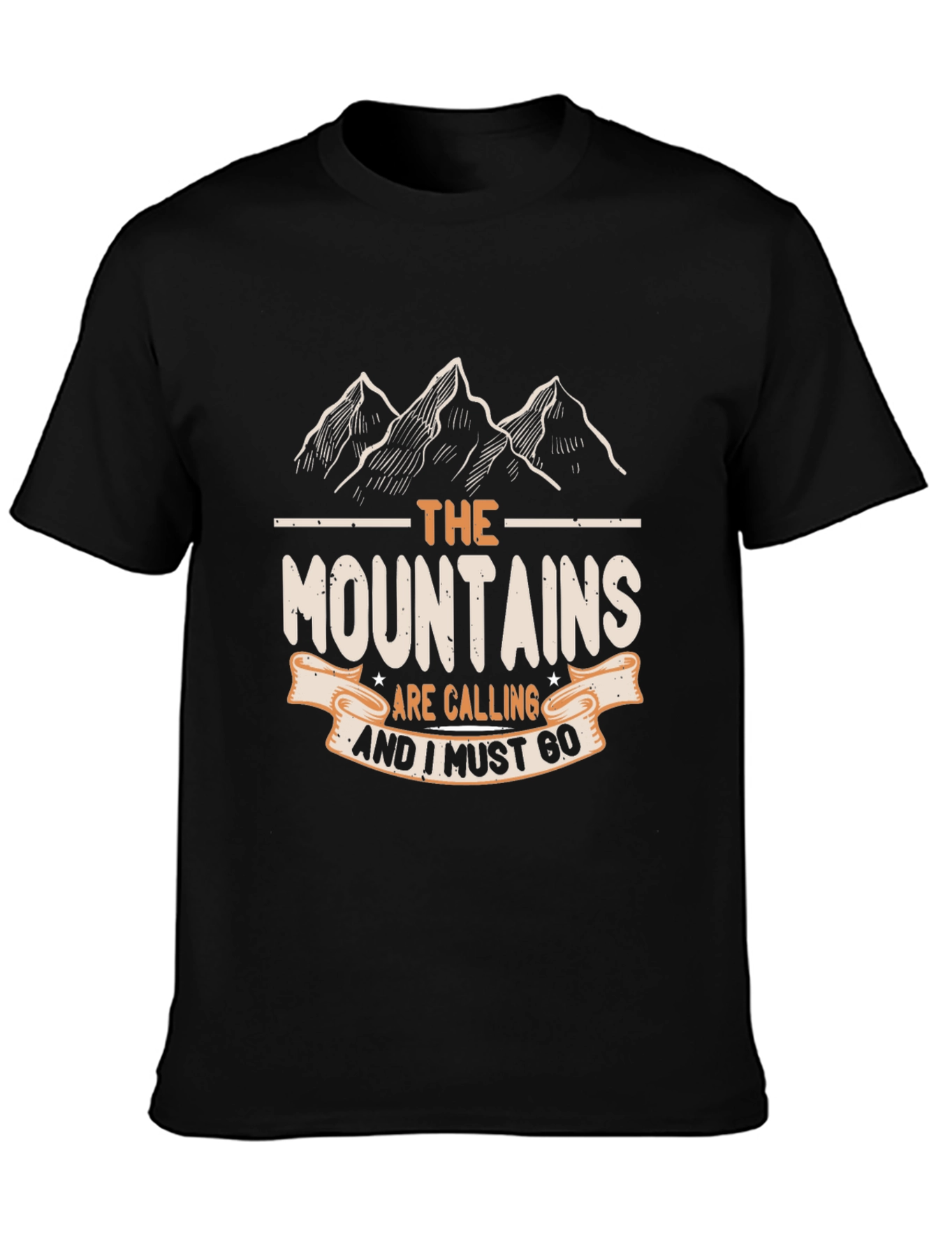 Mountains Are Calling Mens Black T-Shirt