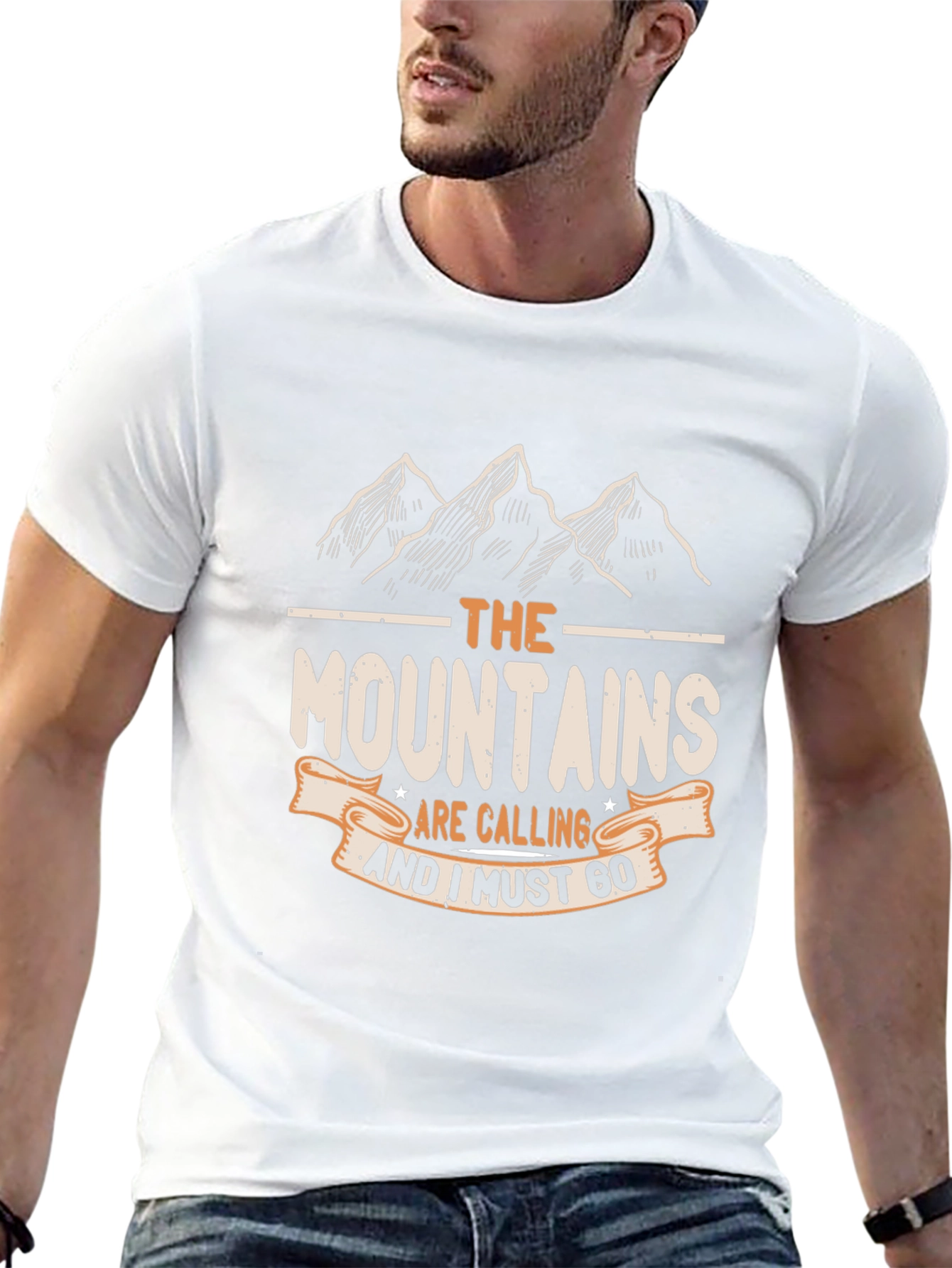 Mountains Are Calling Mens Black T-Shirt