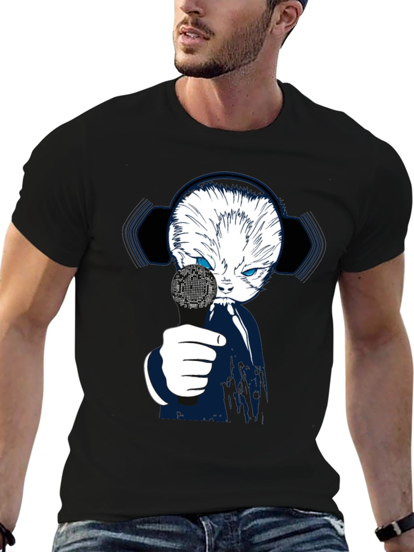 Tech Cat Graphic T-Shirt - Black
