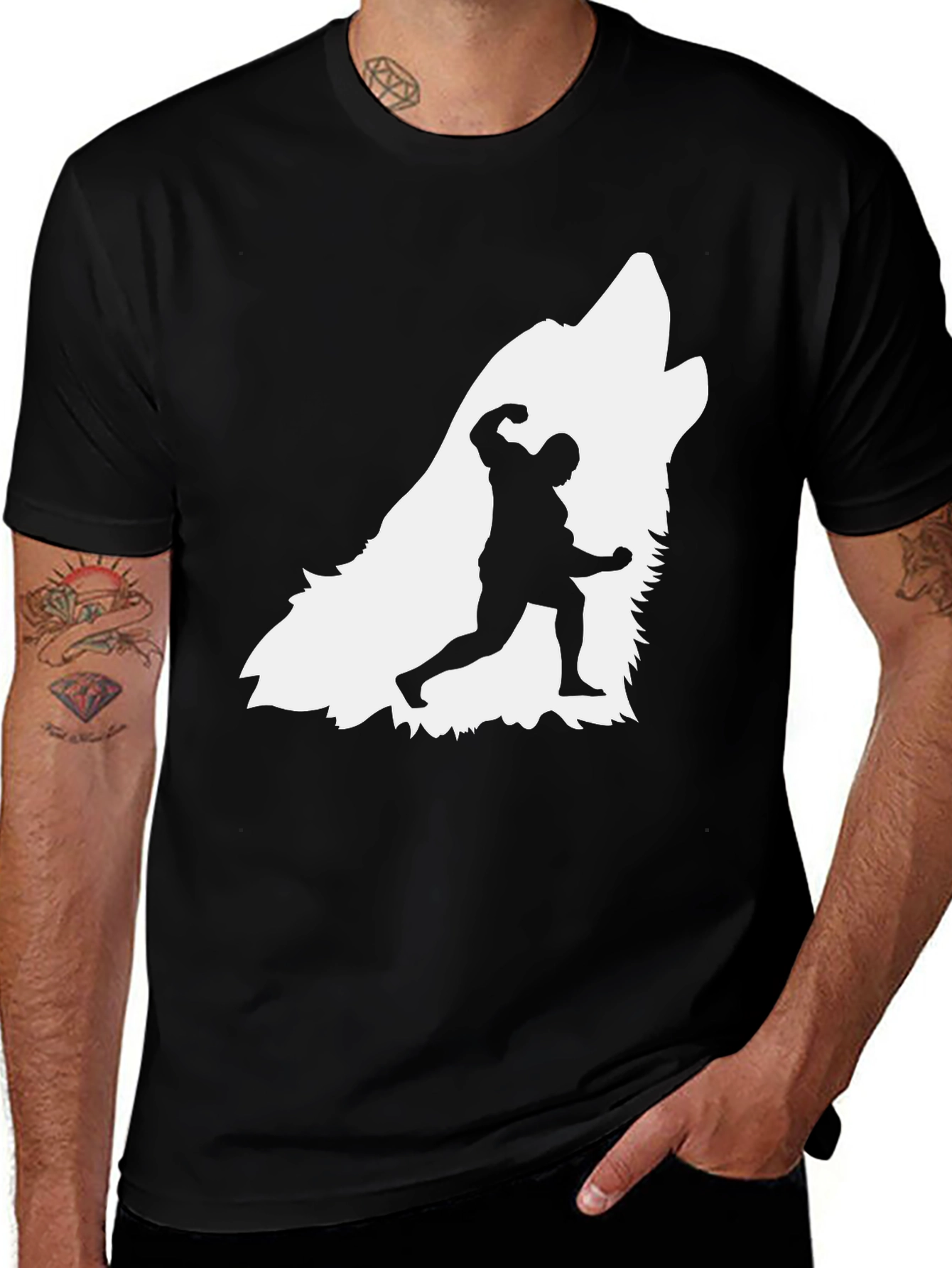 Wolf Bodybuilder Graphic Tee - Black