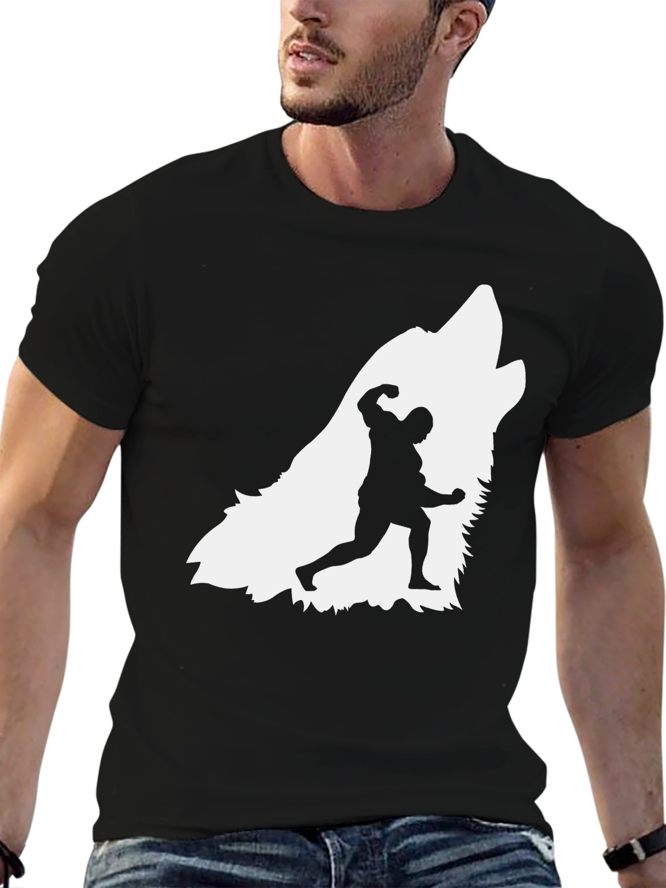 Wolf Bodybuilder Graphic Tee - Black