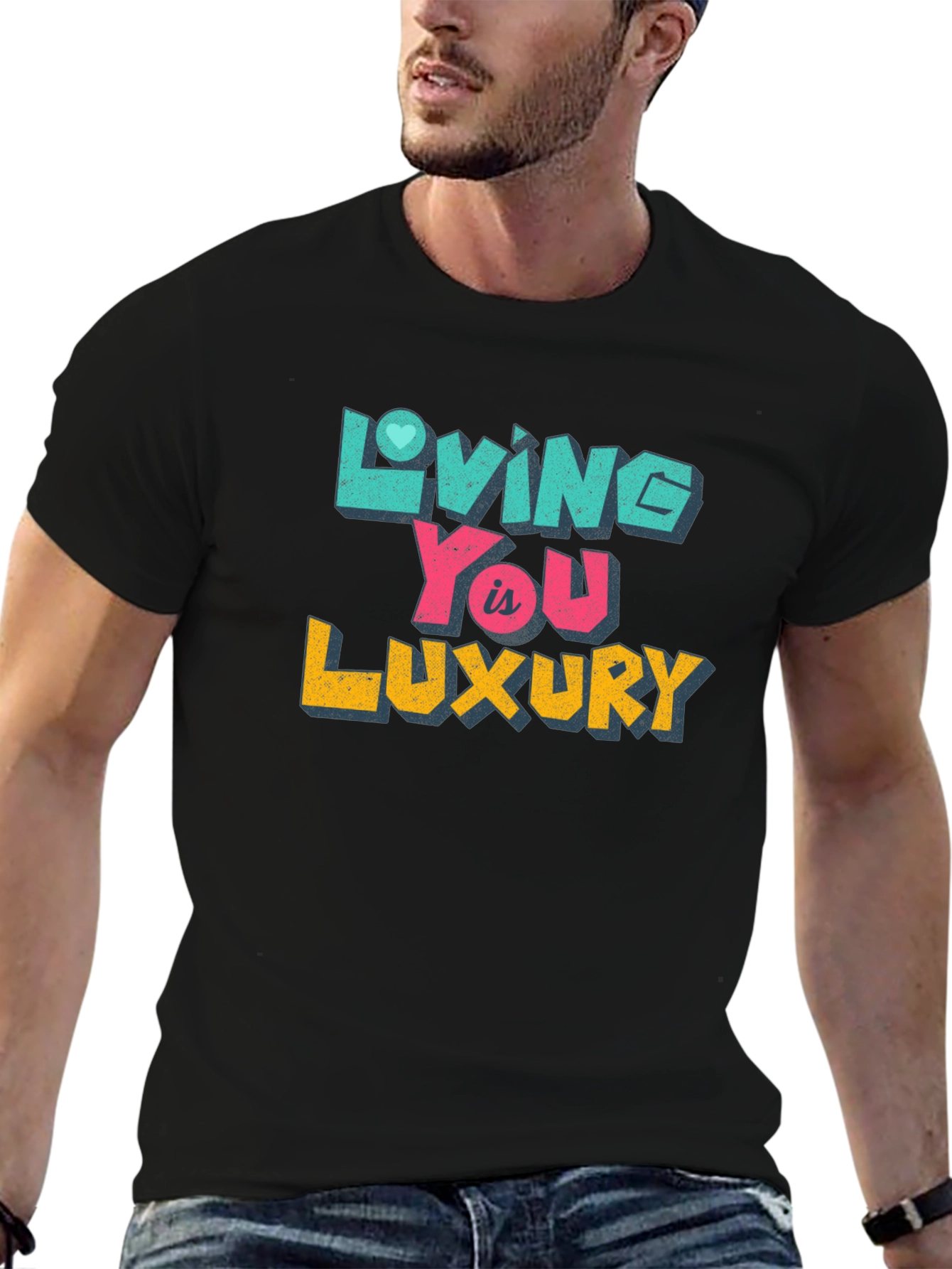 Living You is Luxury Black Graphic Tee