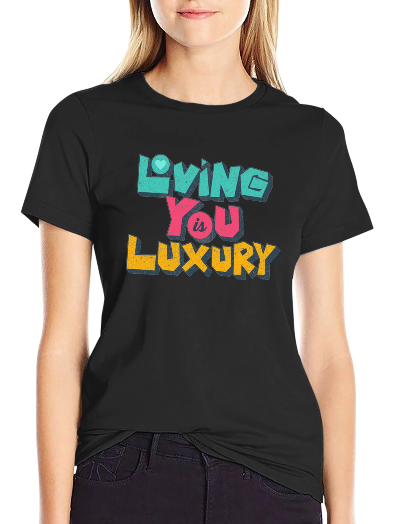Living You is Luxury Black Graphic Tee
