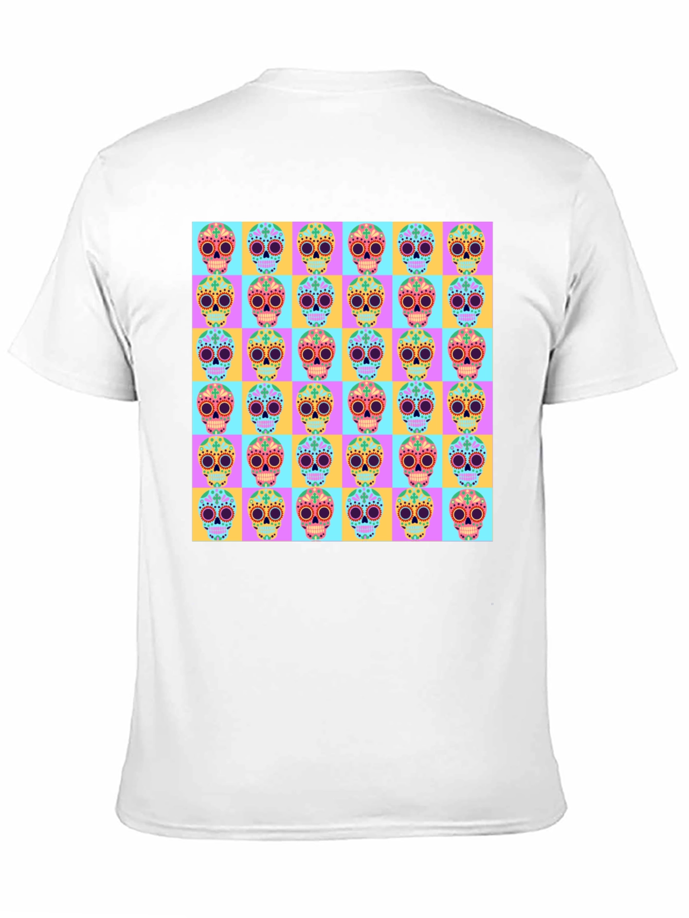 Skull Pattern Graphic Tee - Mens Black T-Shirt