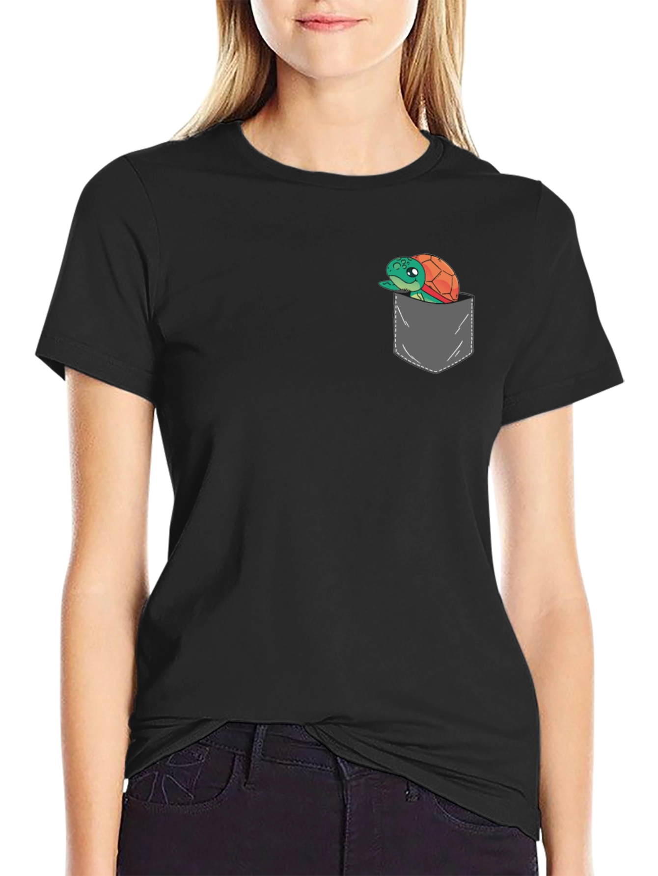 Turtle in Pocket Graphic T-Shirt