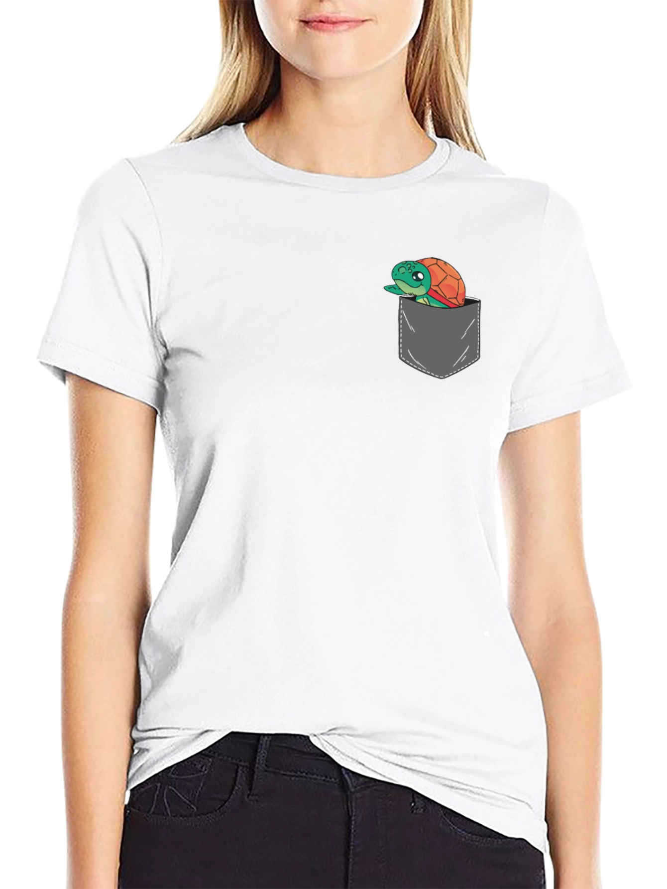 Turtle in Pocket Graphic T-Shirt