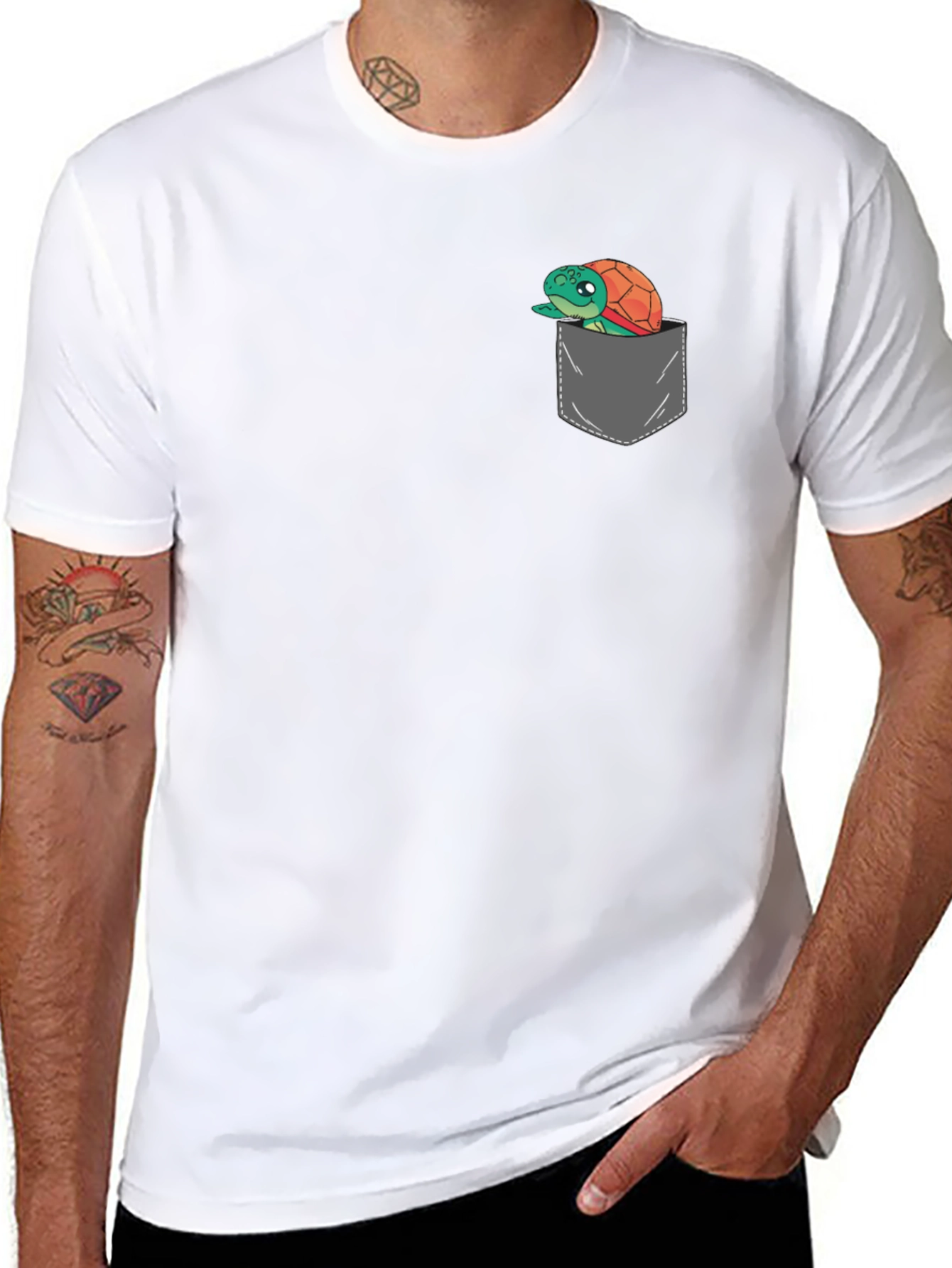Turtle in Pocket Graphic T-Shirt