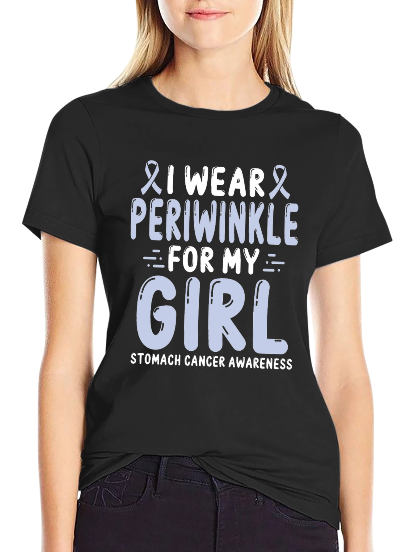 Periwinkle Ribbon Stomach Cancer Awareness T-Shirt