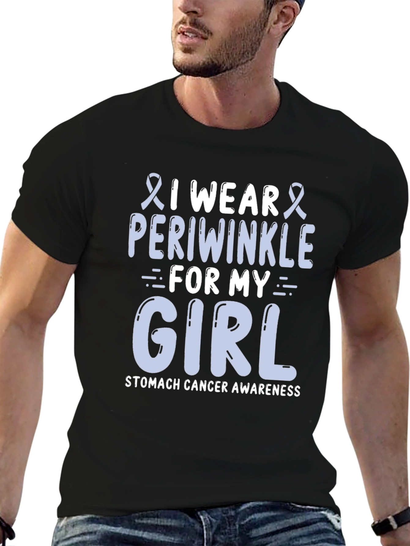 Periwinkle Ribbon Stomach Cancer Awareness T-Shirt
