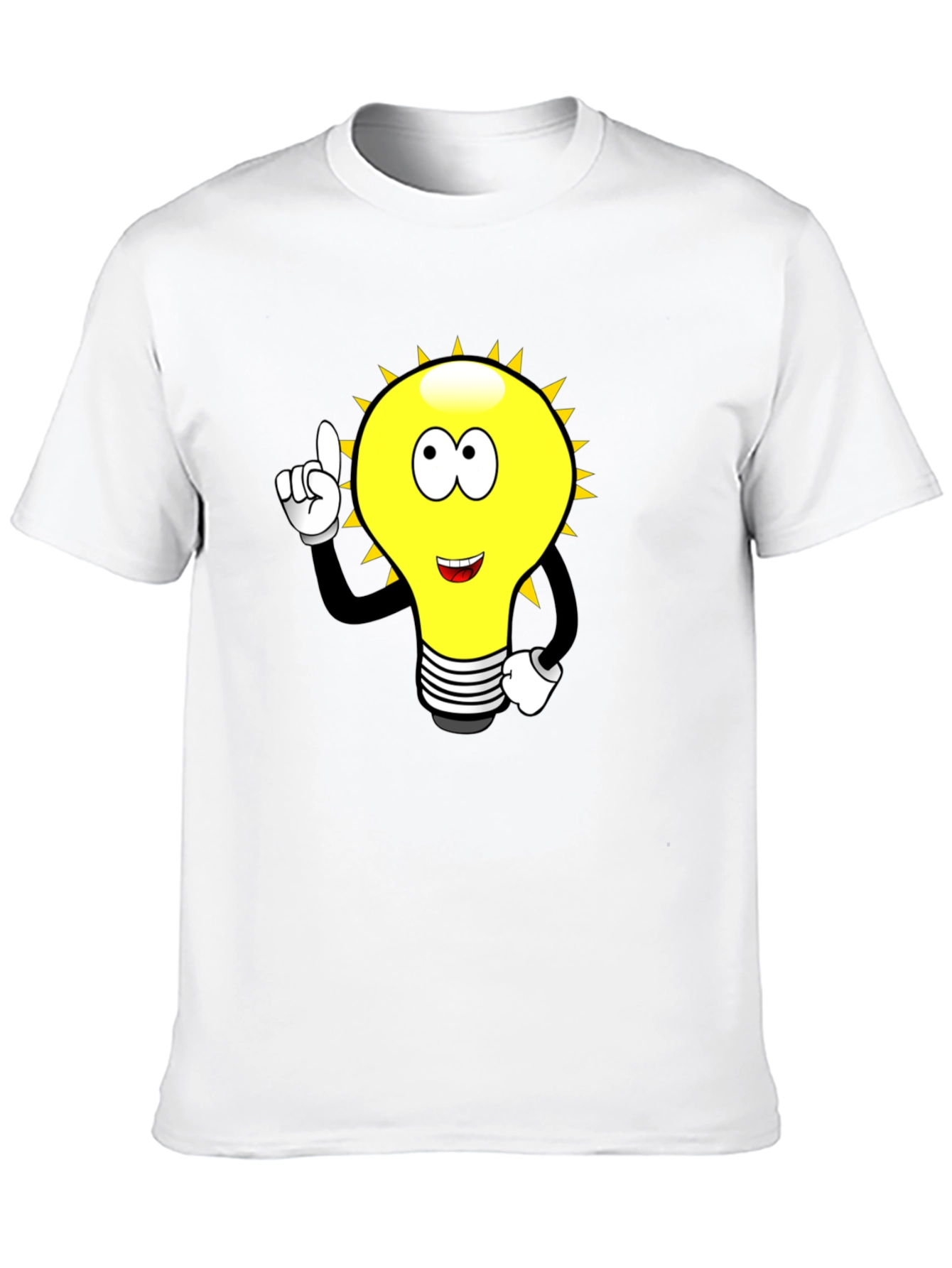 Cartoon Light Bulb Black T-Shirt