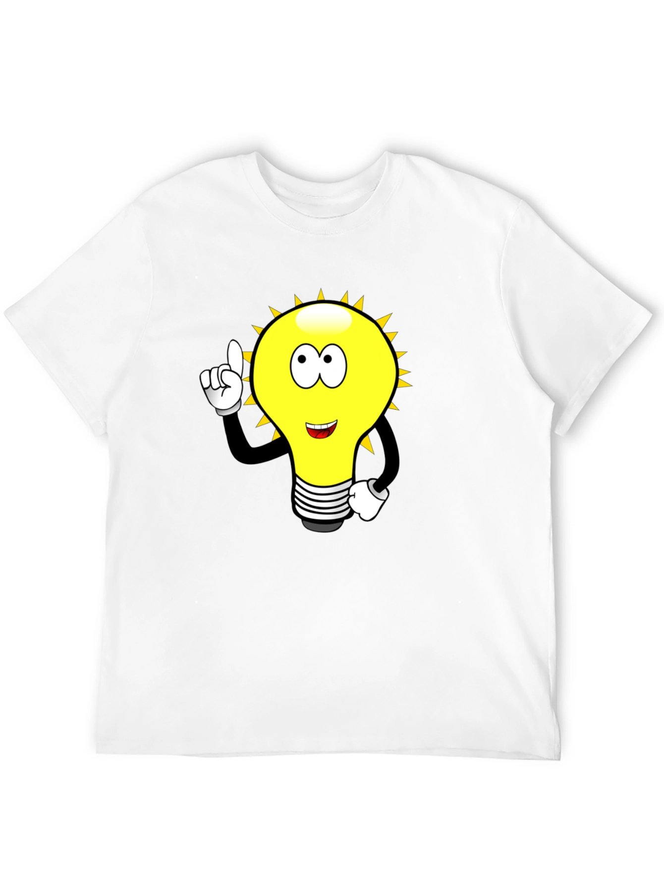 Cartoon Light Bulb Black T-Shirt